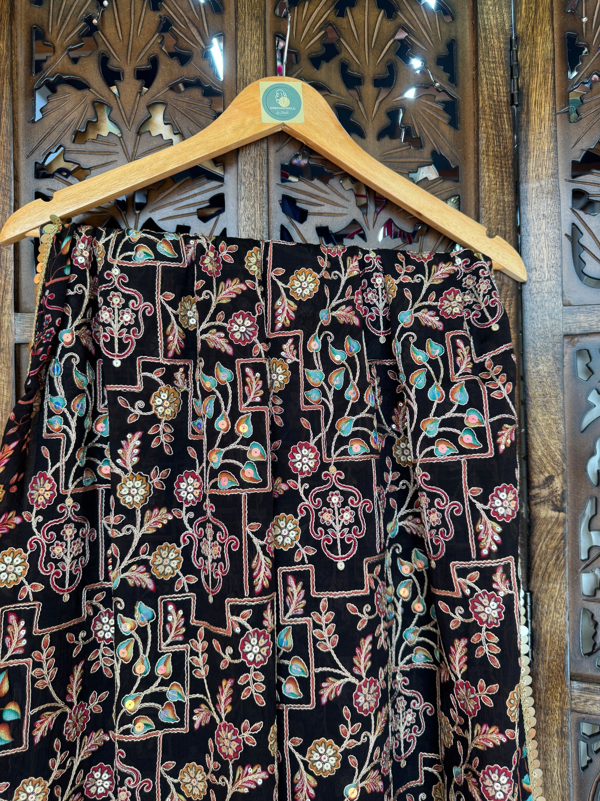 BLACK GEORGETTE WORK DUPATTA HANDMADEAHOLIC BY MISHKA