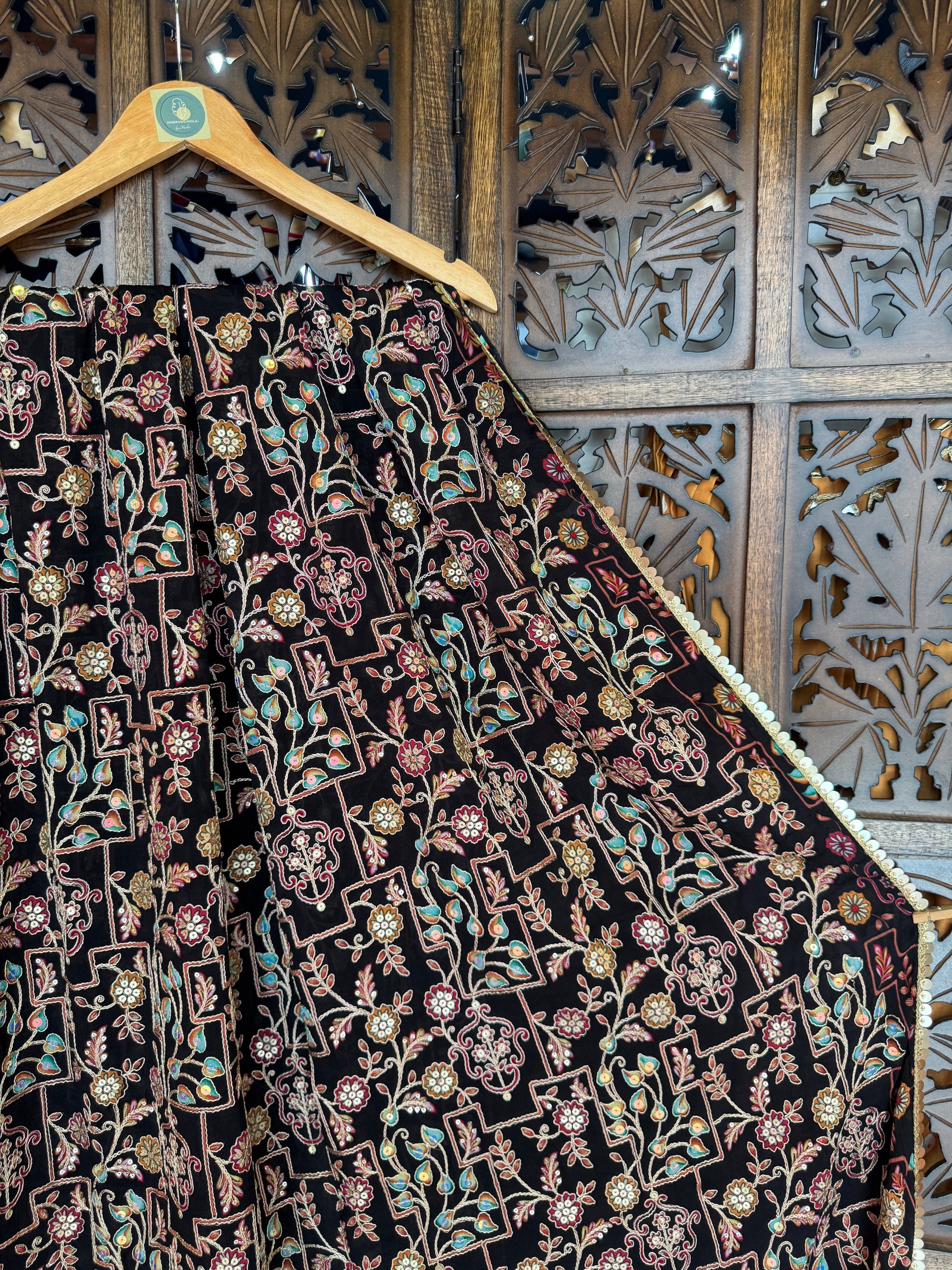 BLACK GEORGETTE WORK DUPATTA HANDMADEAHOLIC BY MISHKA