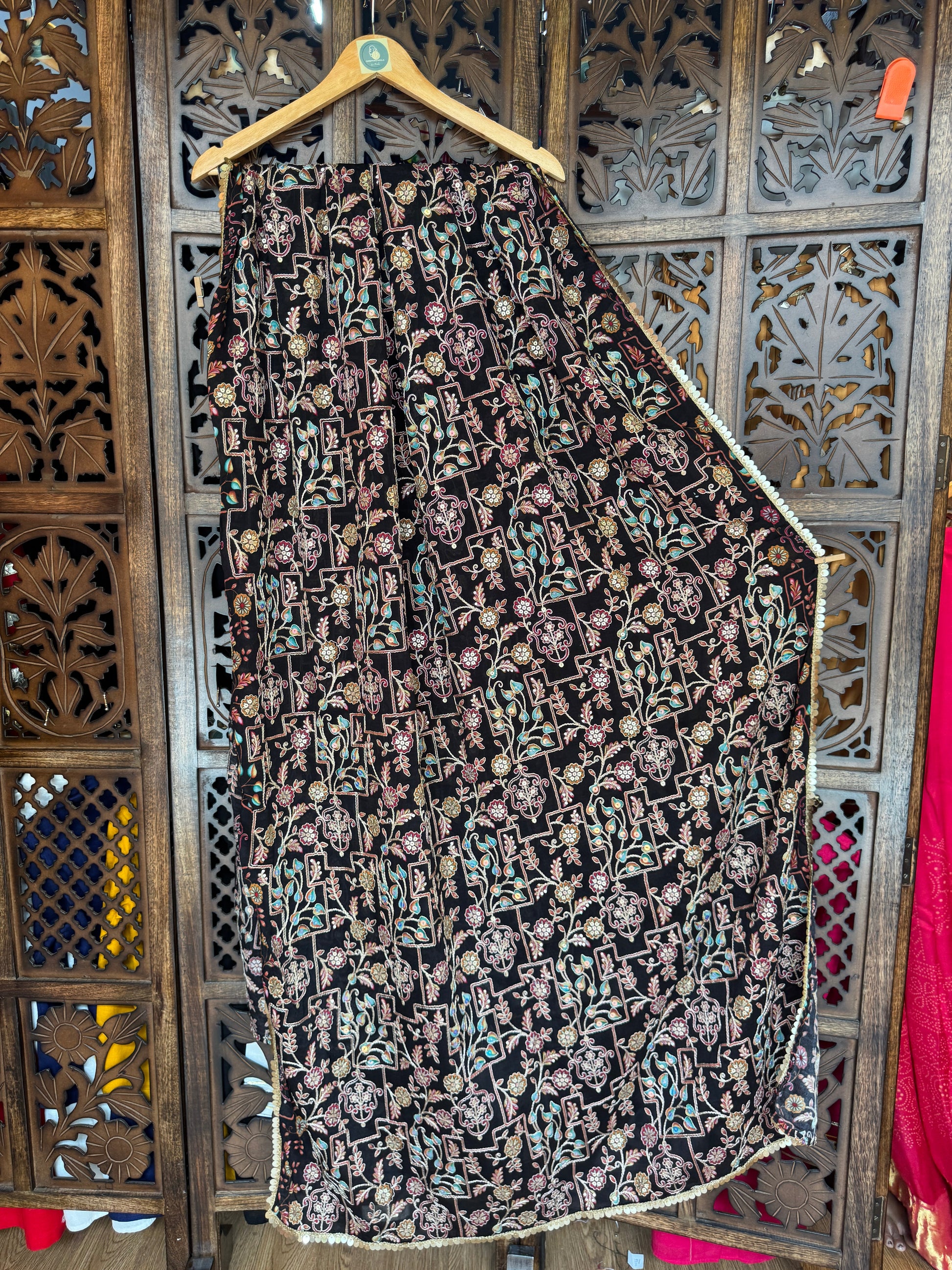 BLACK GEORGETTE WORK DUPATTA HANDMADEAHOLIC BY MISHKA