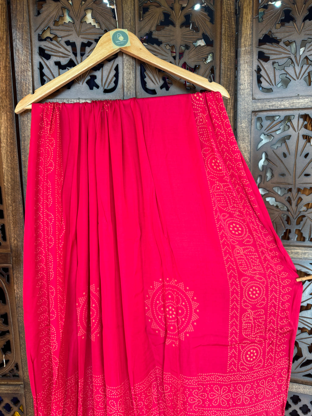 PINK AJRAKH GAJJI SILK LAGDI PALLU DUPATTA HANDMADEAHOLIC BY MISHKA