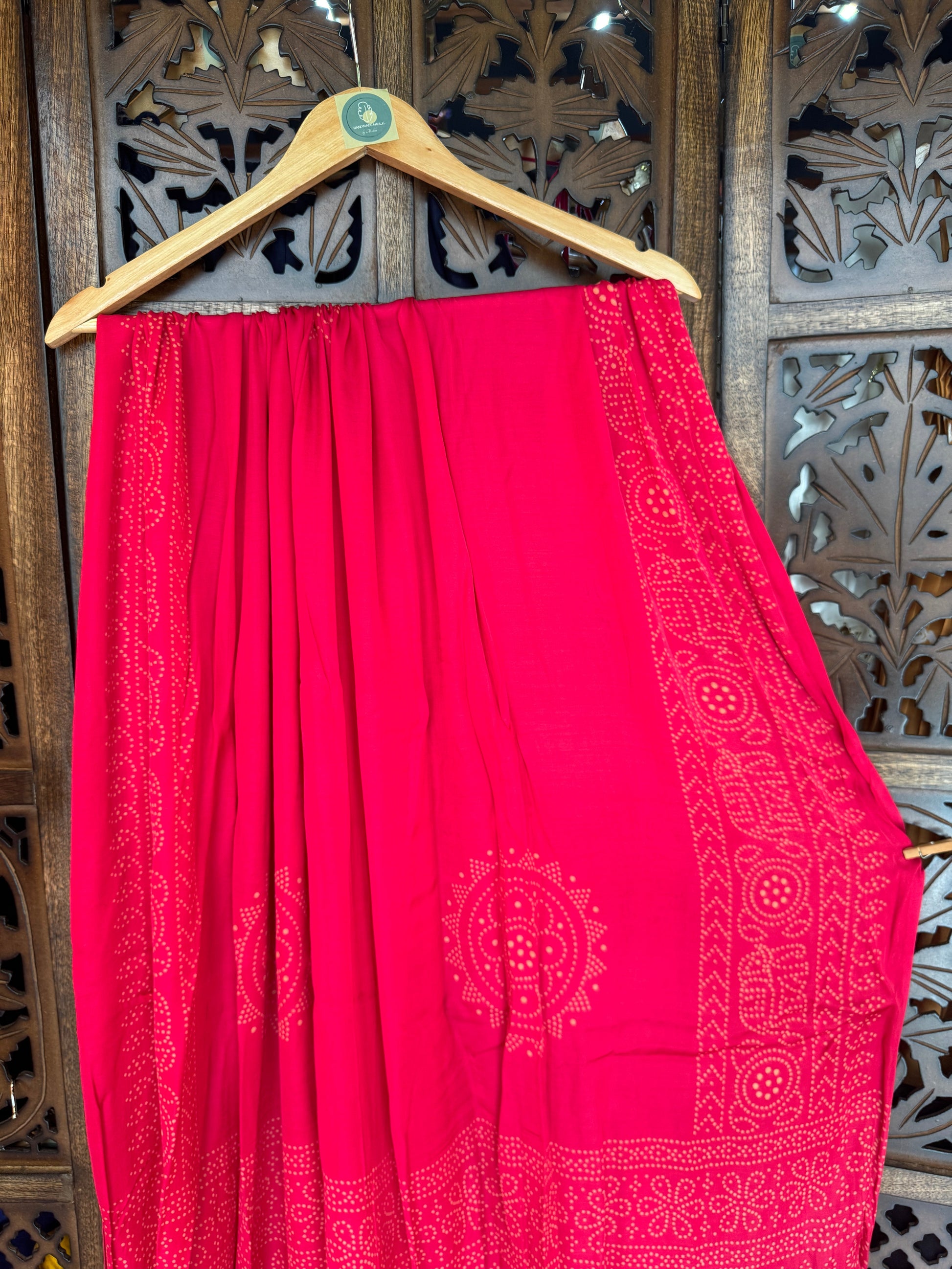PINK AJRAKH GAJJI SILK LAGDI PALLU DUPATTA HANDMADEAHOLIC BY MISHKA