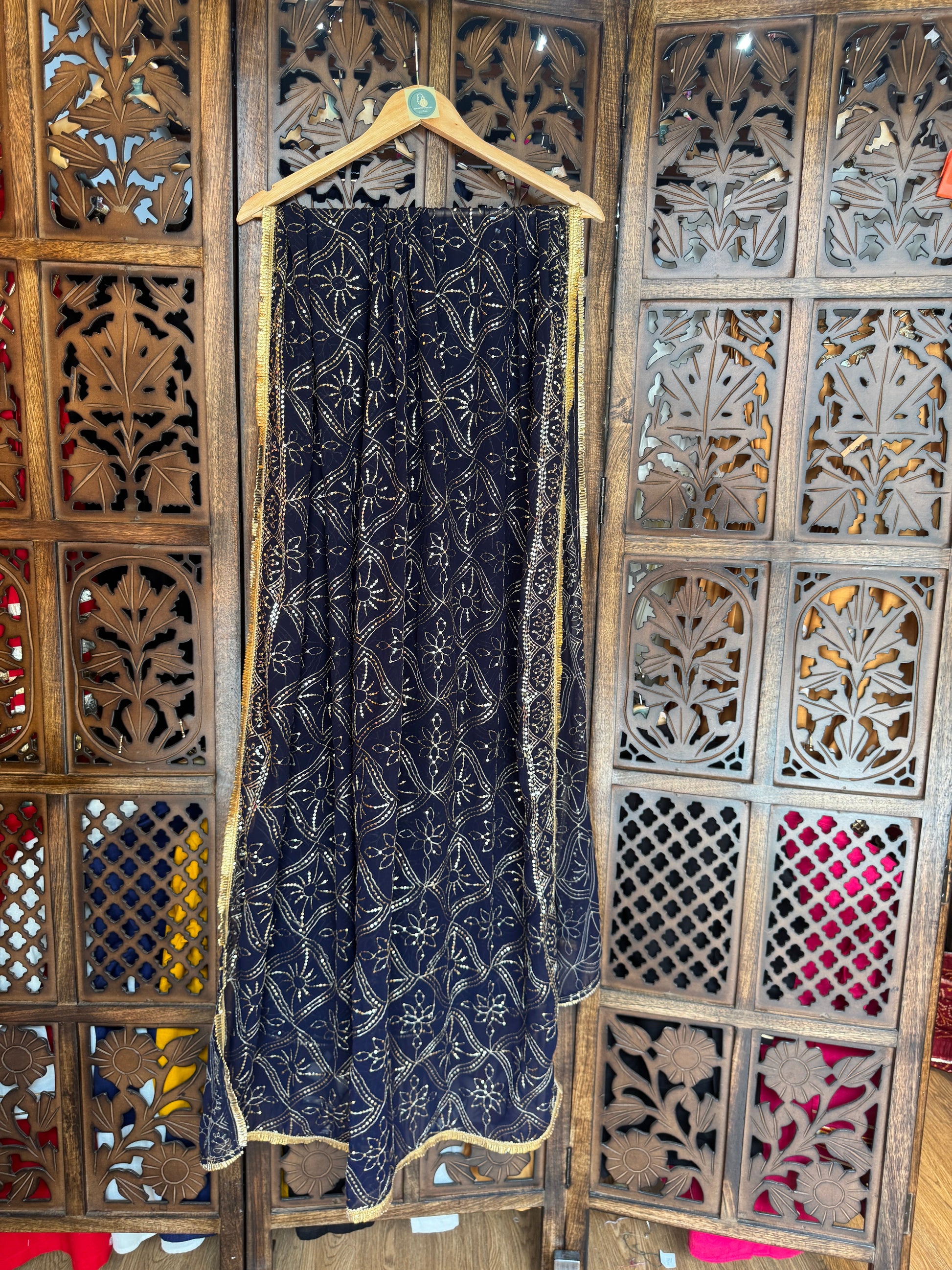 BLUE VINTAGE DUPATTA HANDMADEAHOLIC BY MISHKA