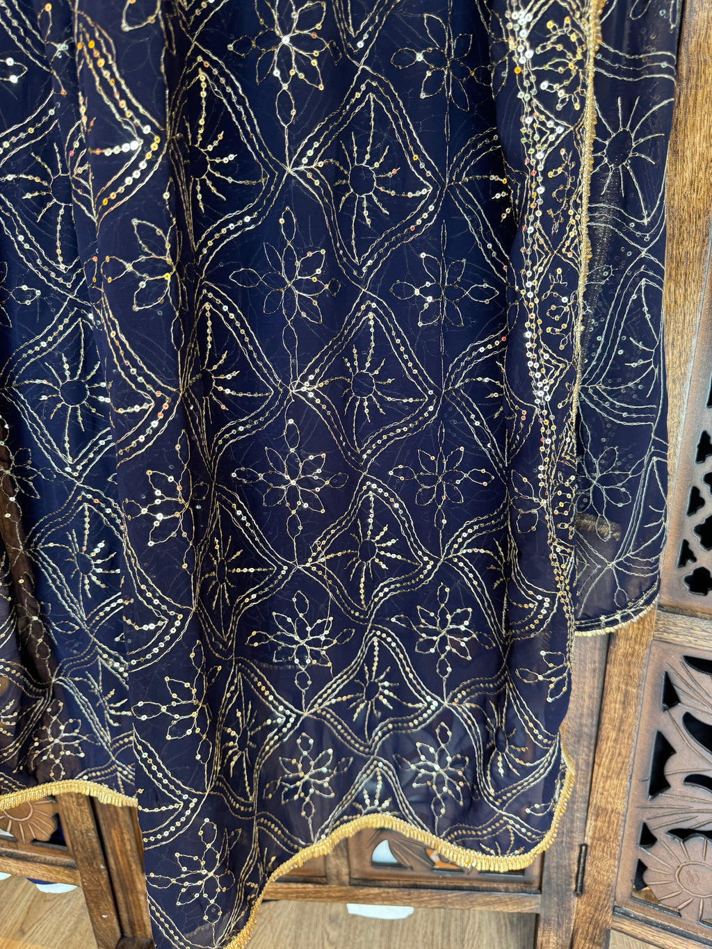 BLUE VINTAGE DUPATTA HANDMADEAHOLIC BY MISHKA