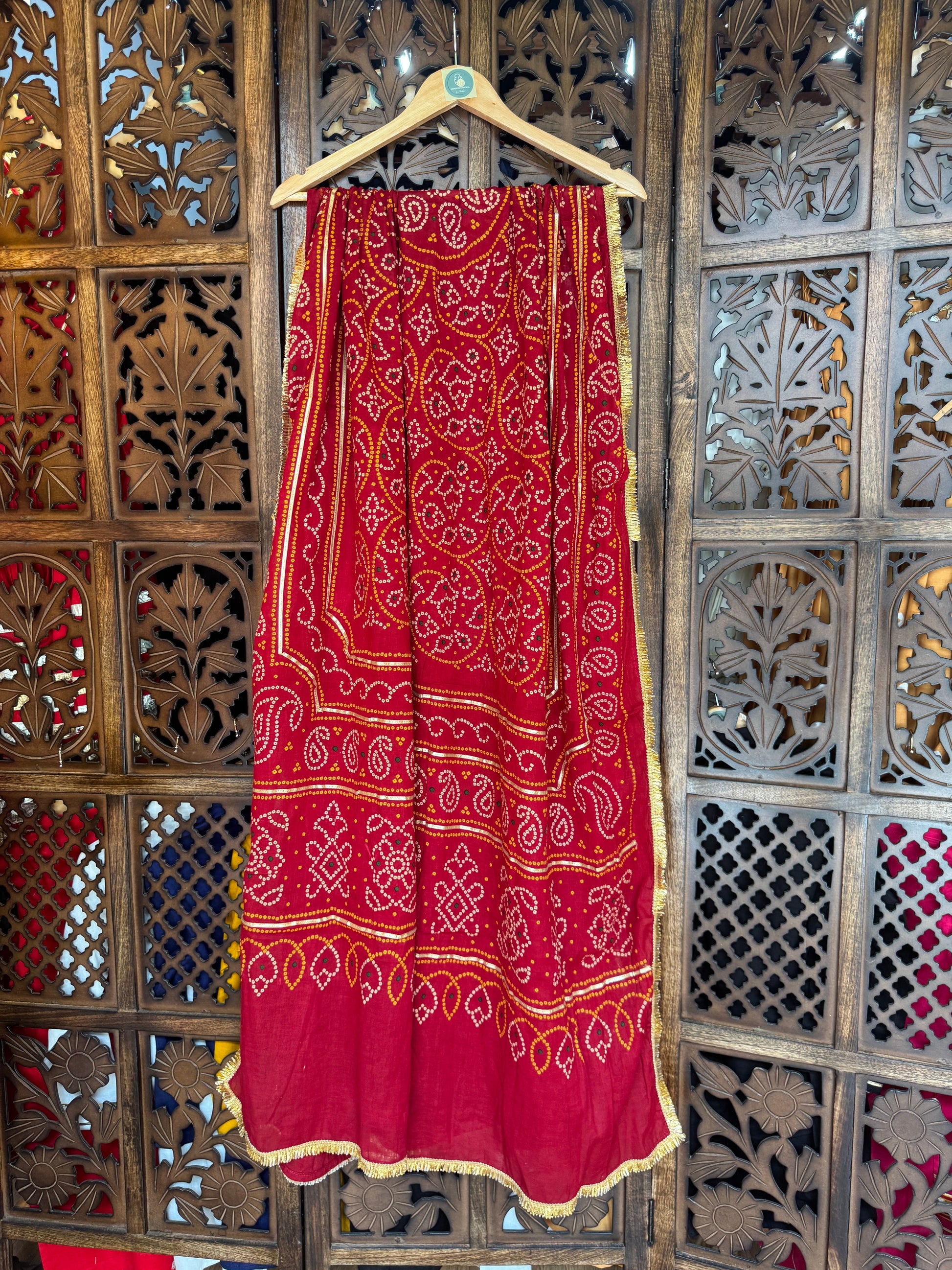 MAROON BANDHANI DUPATTA HANDMADEAHOLIC BY MISHKA