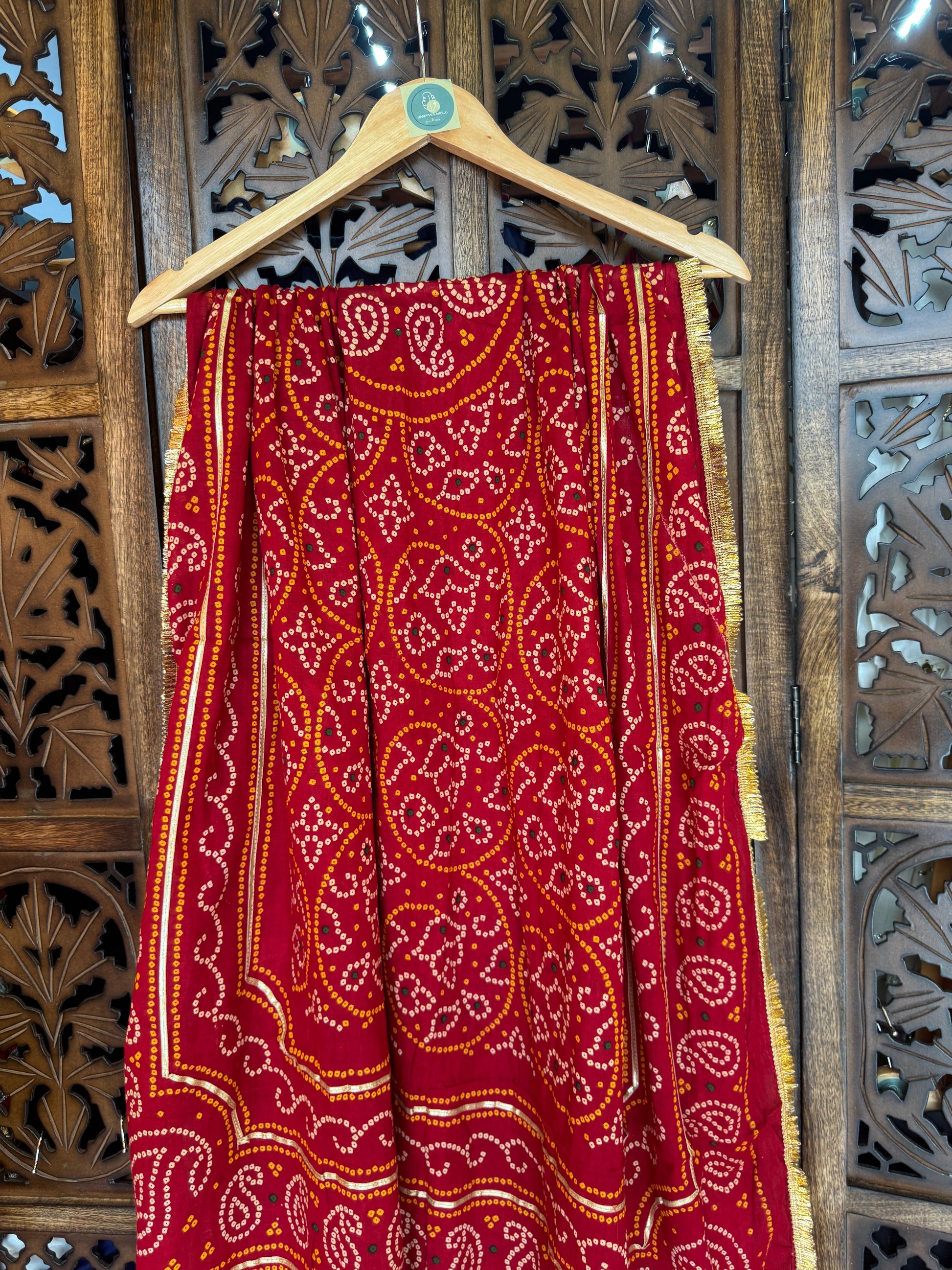 MAROON BANDHANI DUPATTA HANDMADEAHOLIC BY MISHKA