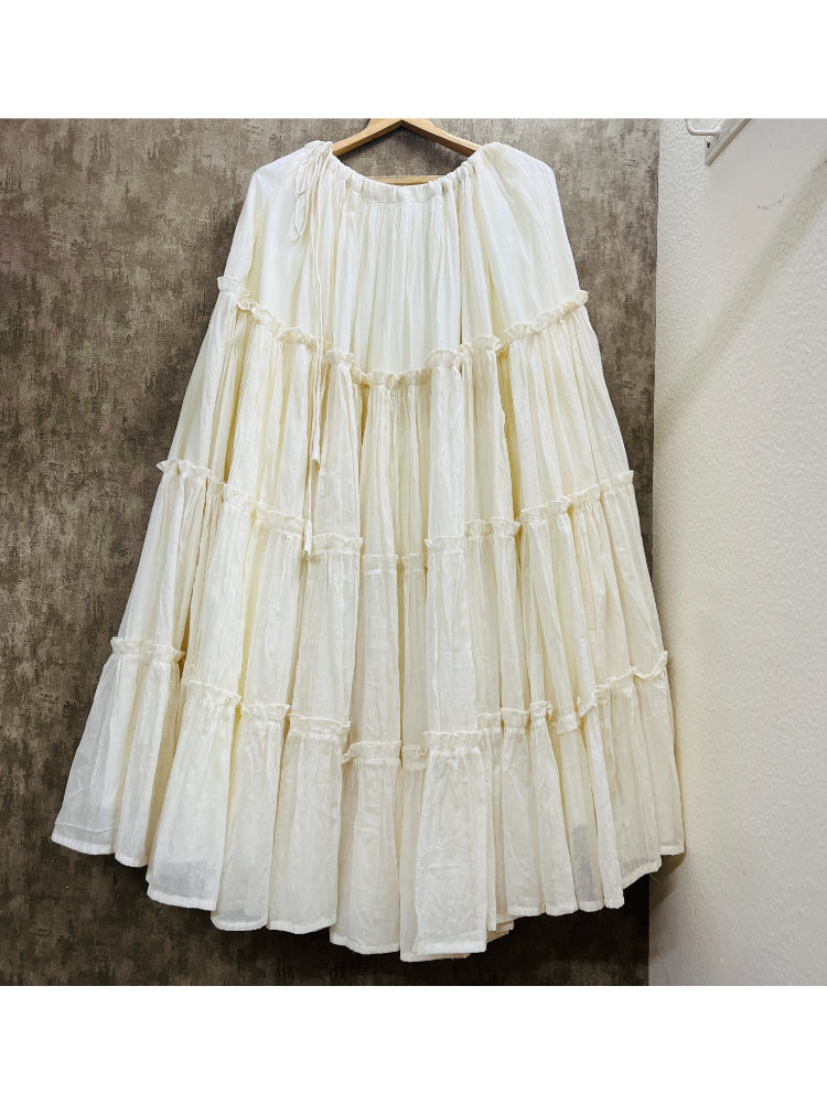 MULMUL OFF WHITE GATHERING SKIRT HANDMADEAHOLIC BY MISHKA