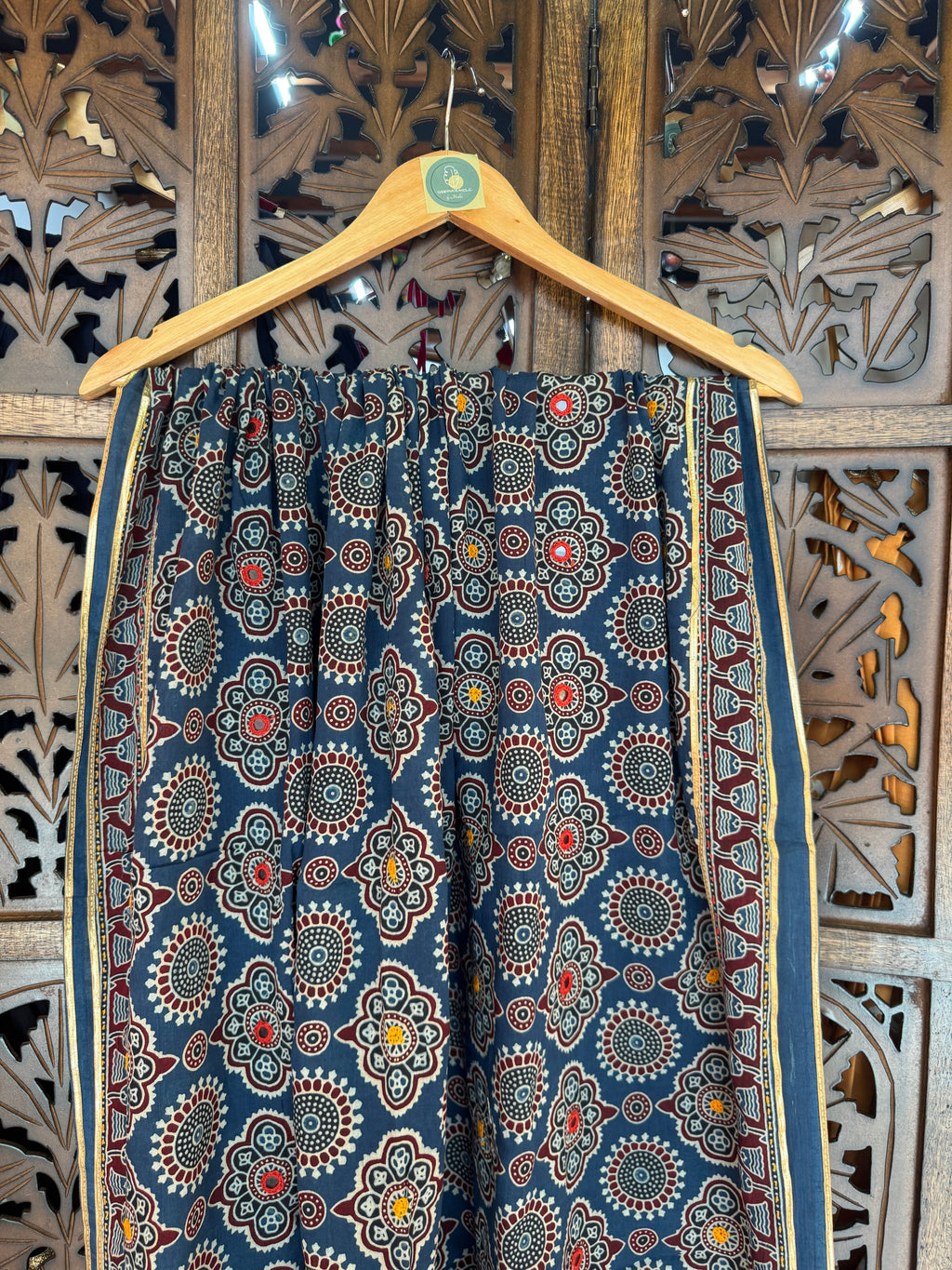 BLUE  HANDCRAFTED AJARKH DUPATTA - 2 HANDMADEAHOLIC BY MISHKA