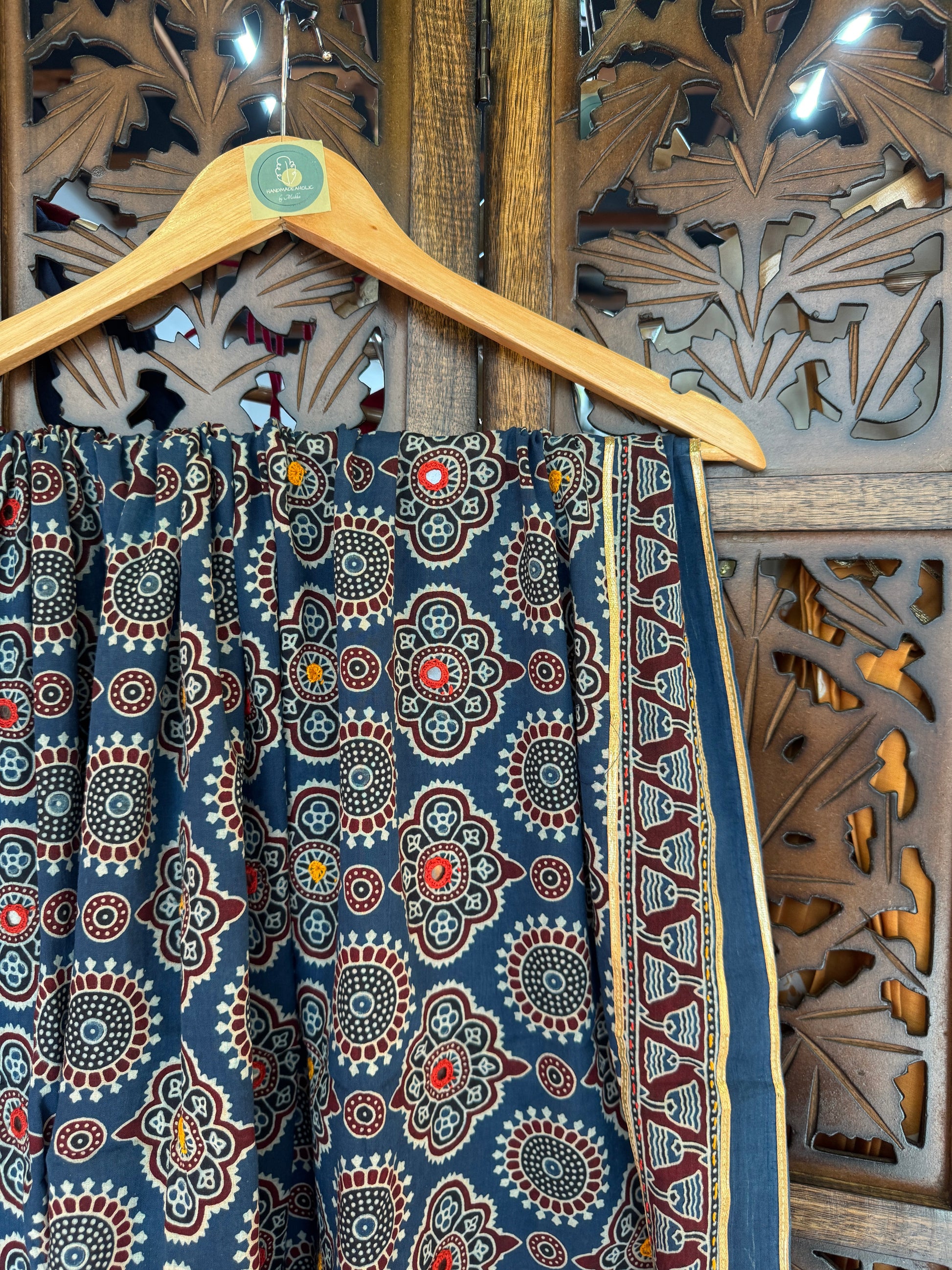 BLUE  HANDCRAFTED AJARKH DUPATTA - 2 HANDMADEAHOLIC BY MISHKA