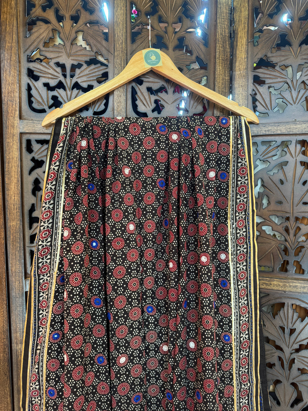 BLACK HANDCRAFTED AJARKH DUPATTA - 2 HANDMADEAHOLIC BY MISHKA