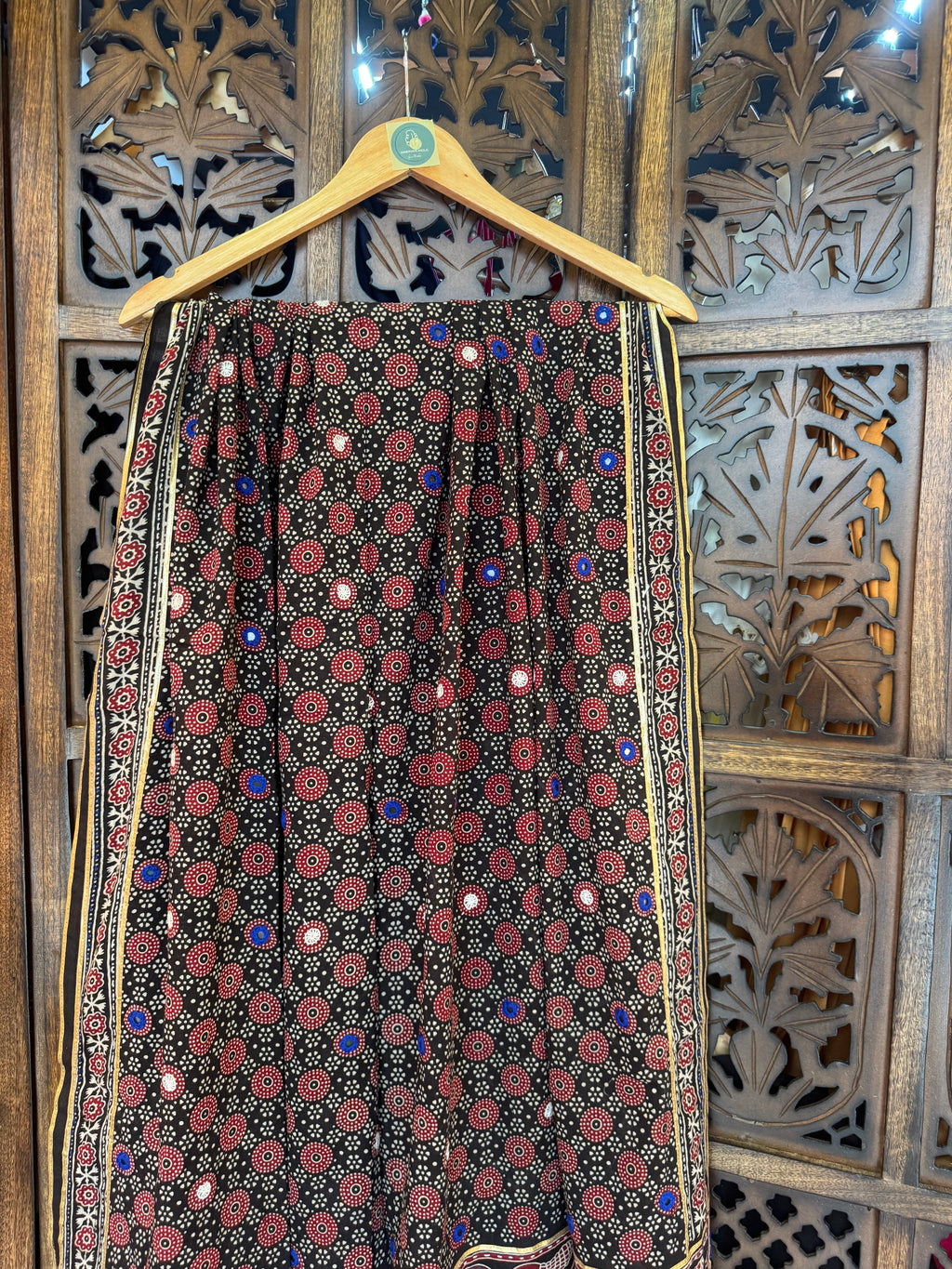 BLACK HANDCRAFTED AJARKH DUPATTA - 2 HANDMADEAHOLIC BY MISHKA