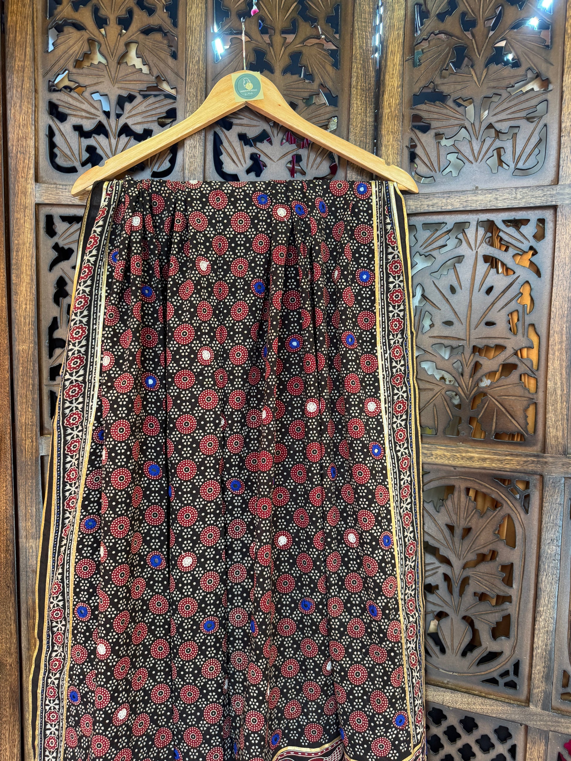 BLACK HANDCRAFTED AJARKH DUPATTA - 2 HANDMADEAHOLIC BY MISHKA