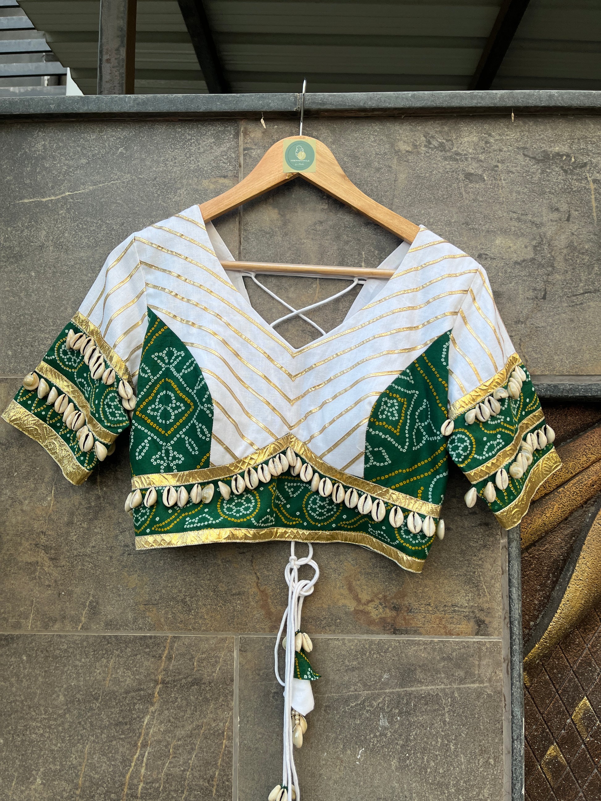 GREEN BANDHANI BLOUSE HANDMADEAHOLIC BY MISHKA
