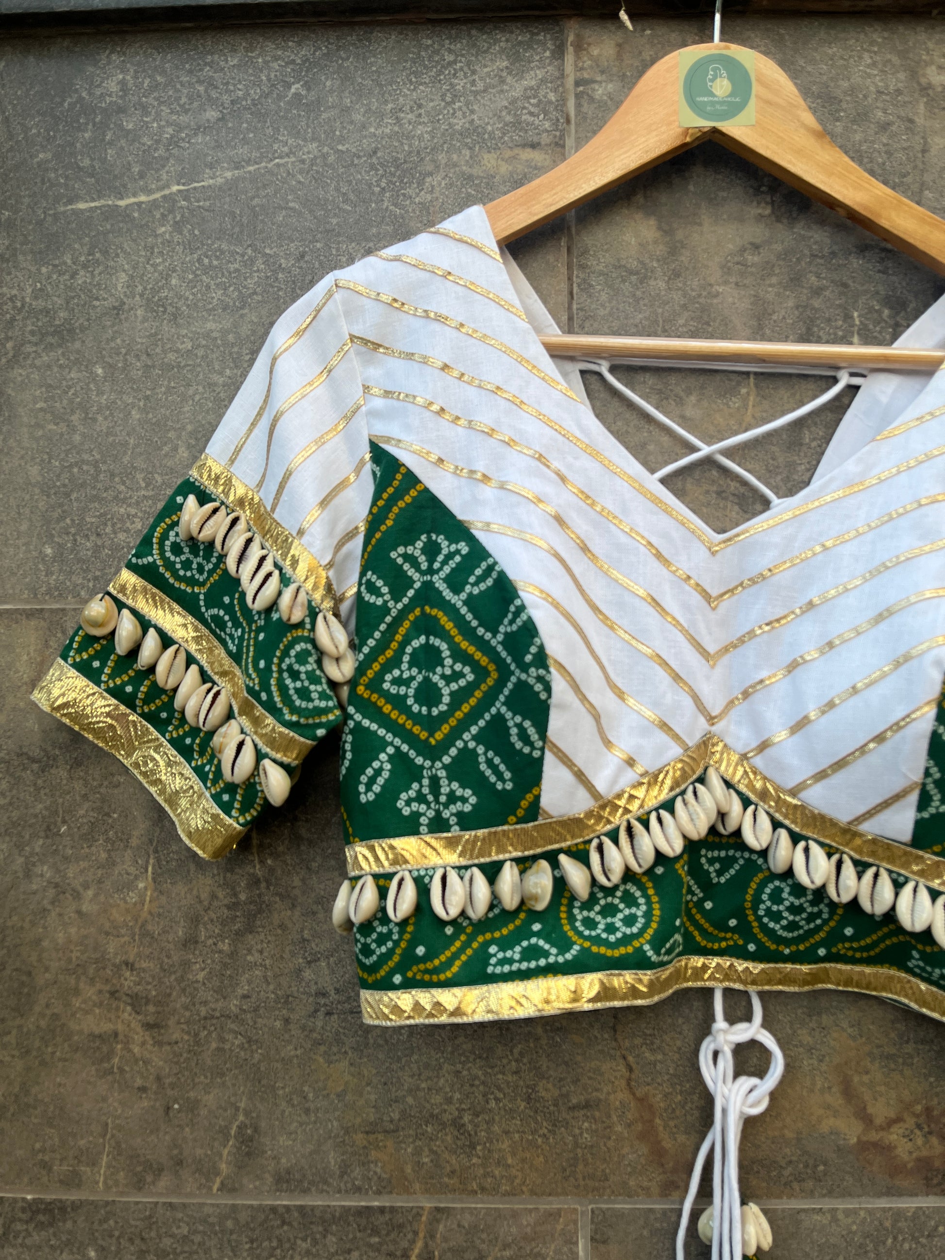 GREEN BANDHANI BLOUSE HANDMADEAHOLIC BY MISHKA