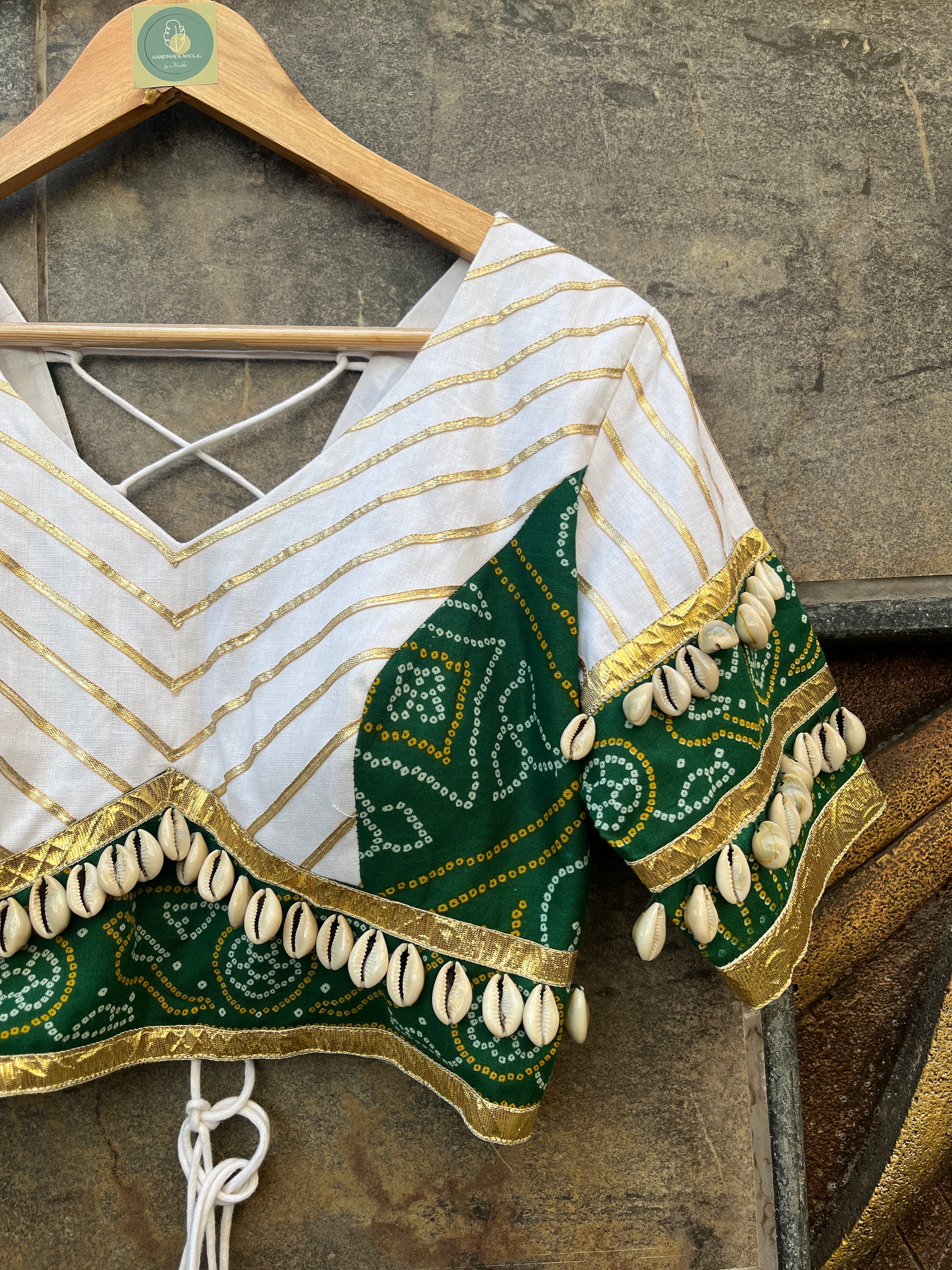 GREEN BANDHANI BLOUSE HANDMADEAHOLIC BY MISHKA