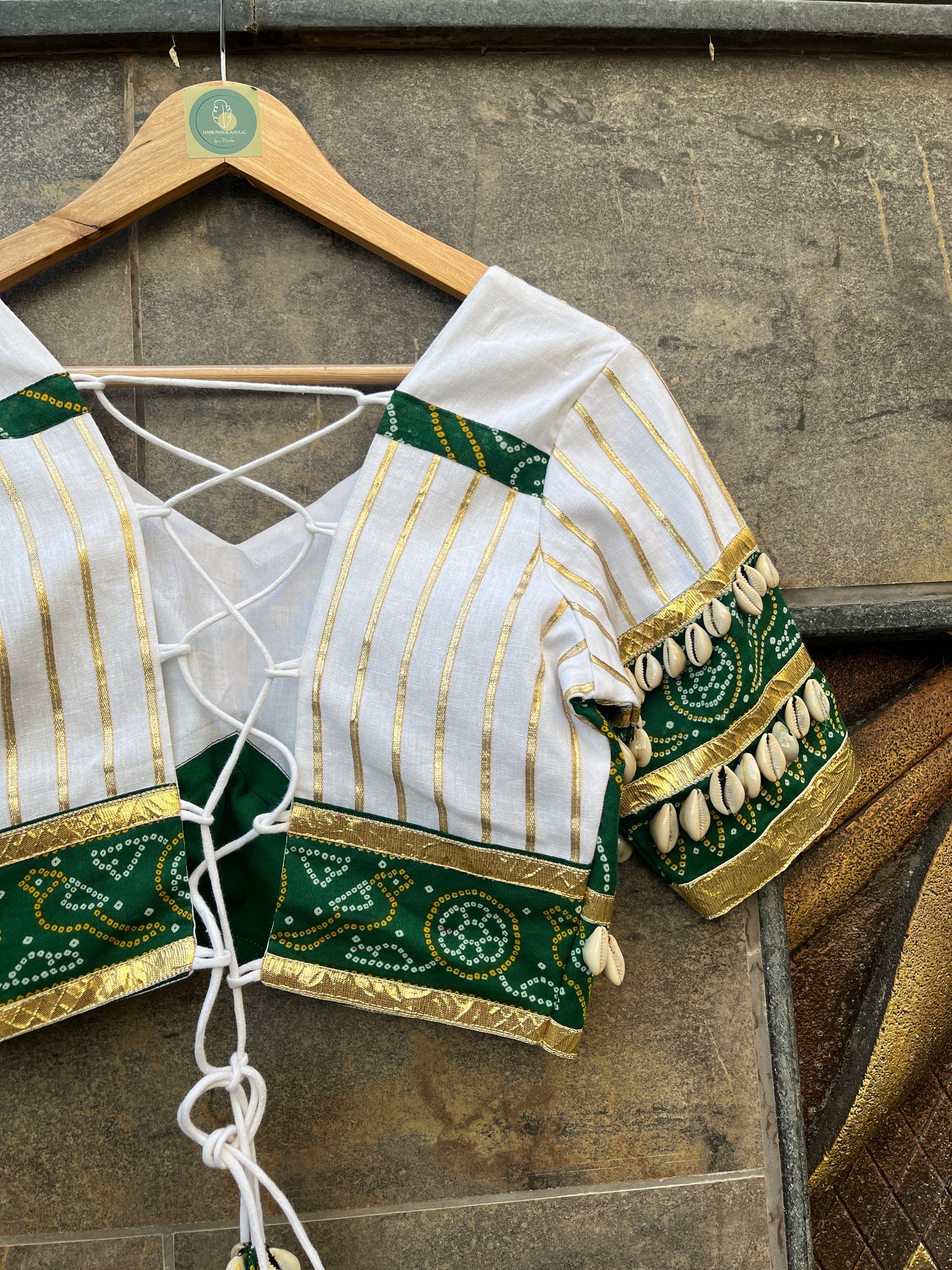 GREEN BANDHANI BLOUSE HANDMADEAHOLIC BY MISHKA