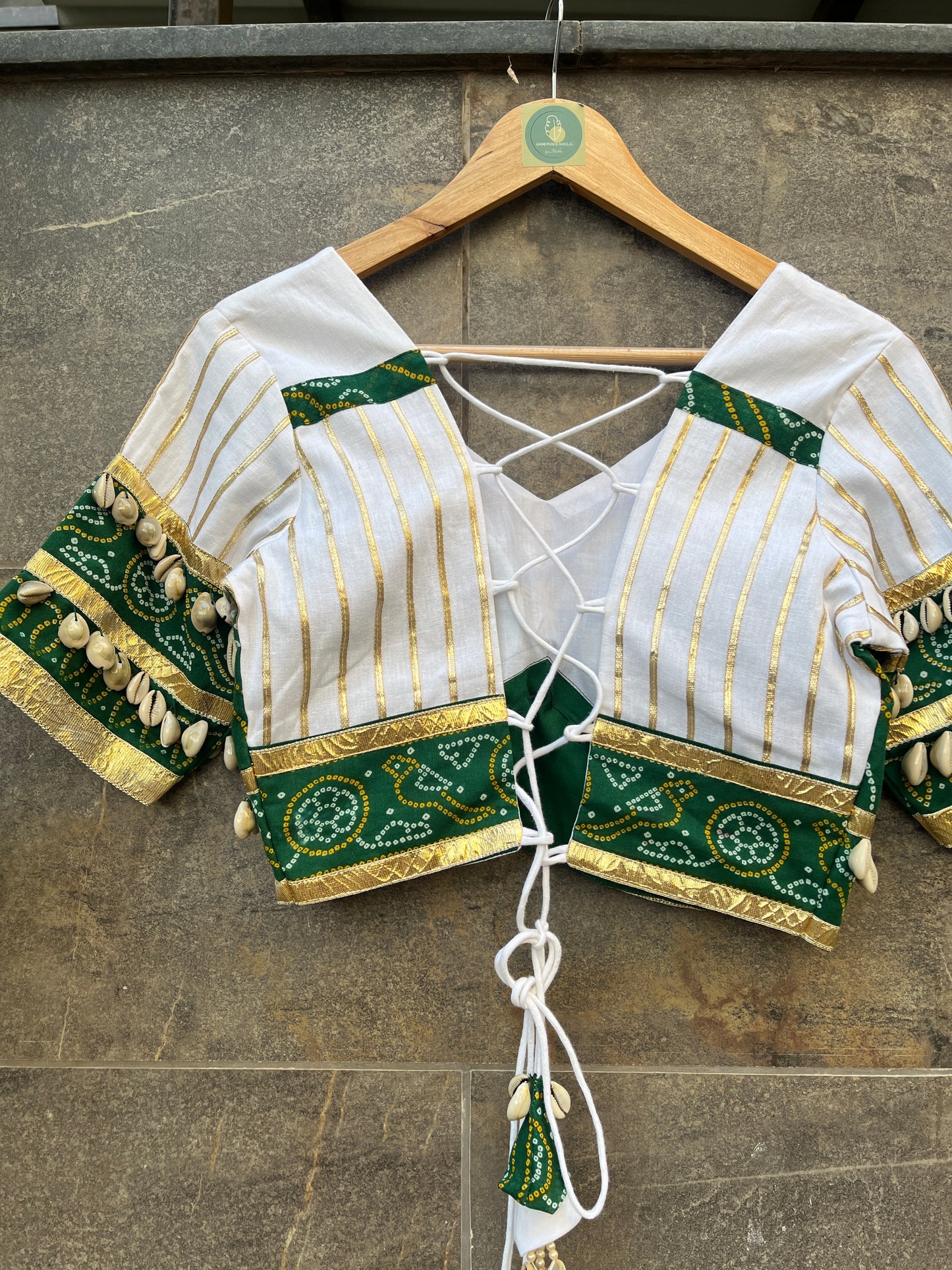 GREEN BANDHANI BLOUSE HANDMADEAHOLIC BY MISHKA