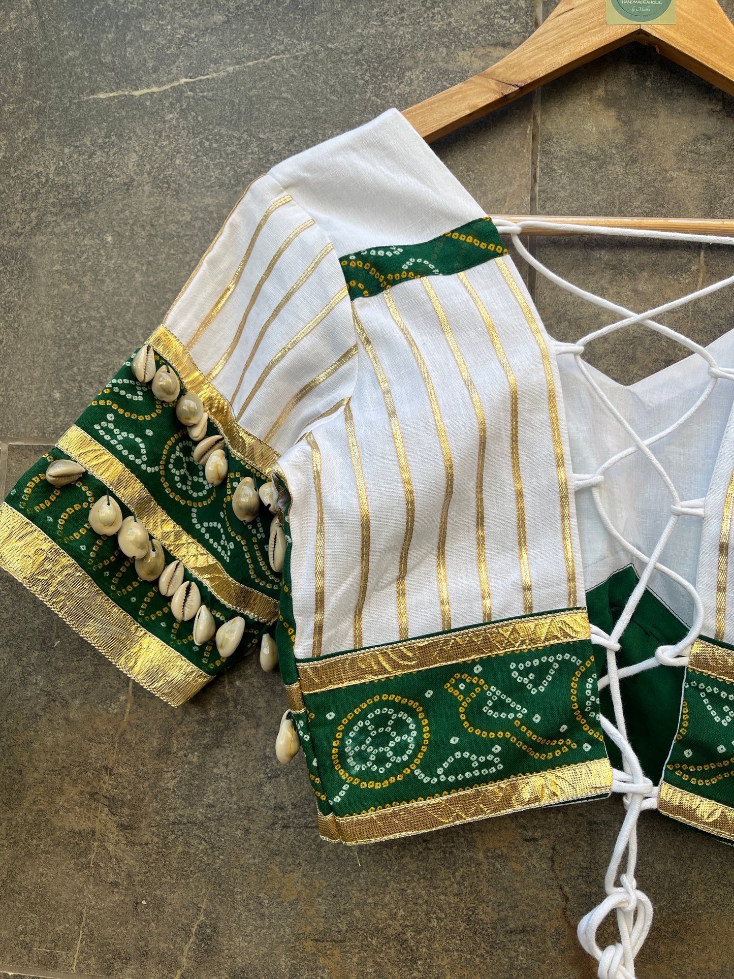 GREEN BANDHANI BLOUSE HANDMADEAHOLIC BY MISHKA
