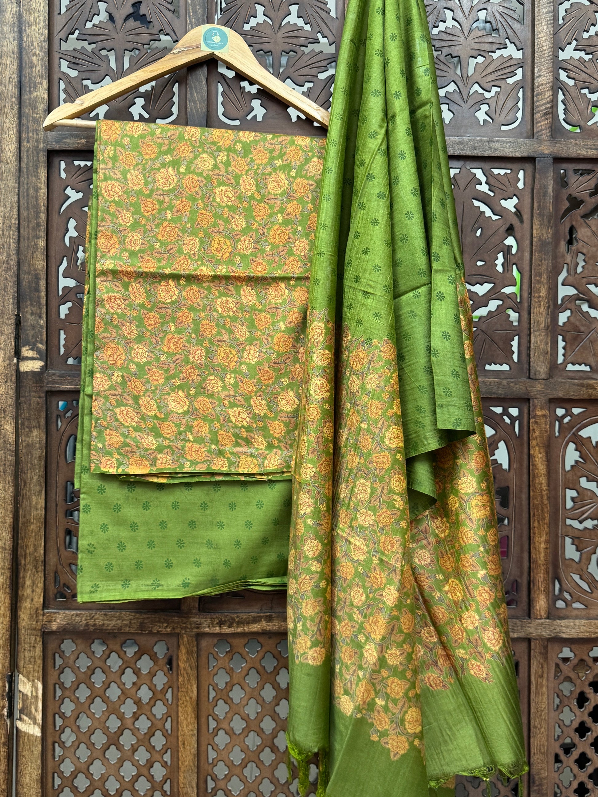OLIVE GREEN HEAVY COTTON SILK SUIT HANDMADEAHOLIC BY MISHKA