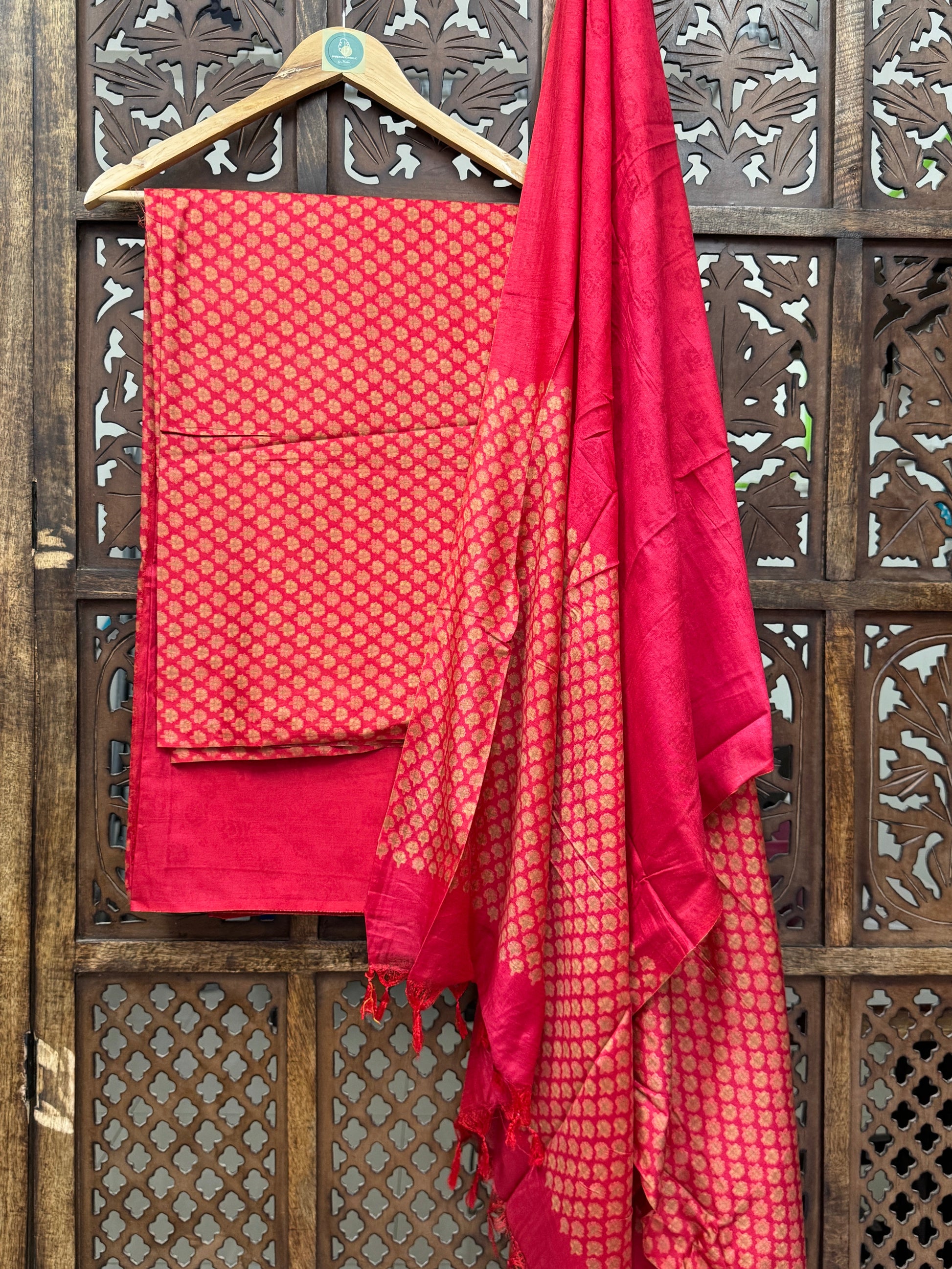 ROSE RED COTTON SILK SUIT HANDMADEAHOLIC BY MISHKA