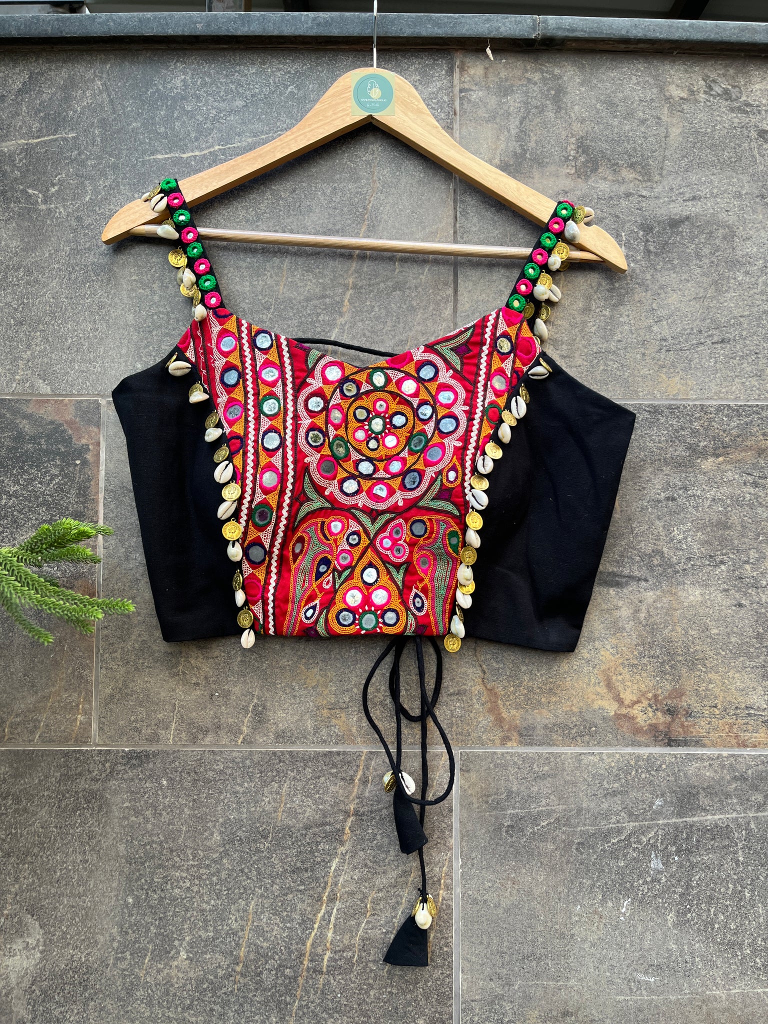 BLACK SPAGHETTI KUTCHI BLOUSE HANDMADEAHOLIC BY MISHKA