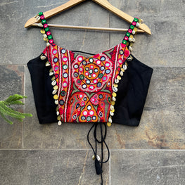 BLACK SPAGHETTI KUTCHI BLOUSE HANDMADEAHOLIC BY MISHKA