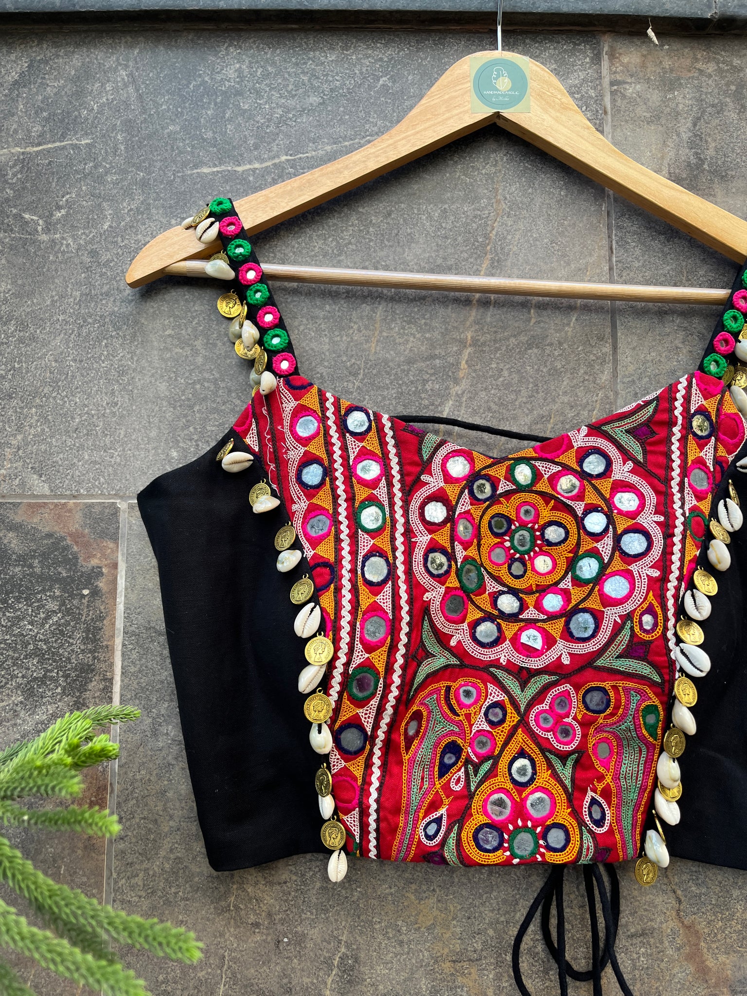 BLACK SPAGHETTI KUTCHI BLOUSE HANDMADEAHOLIC BY MISHKA