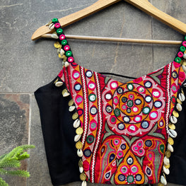 BLACK SPAGHETTI KUTCHI BLOUSE HANDMADEAHOLIC BY MISHKA