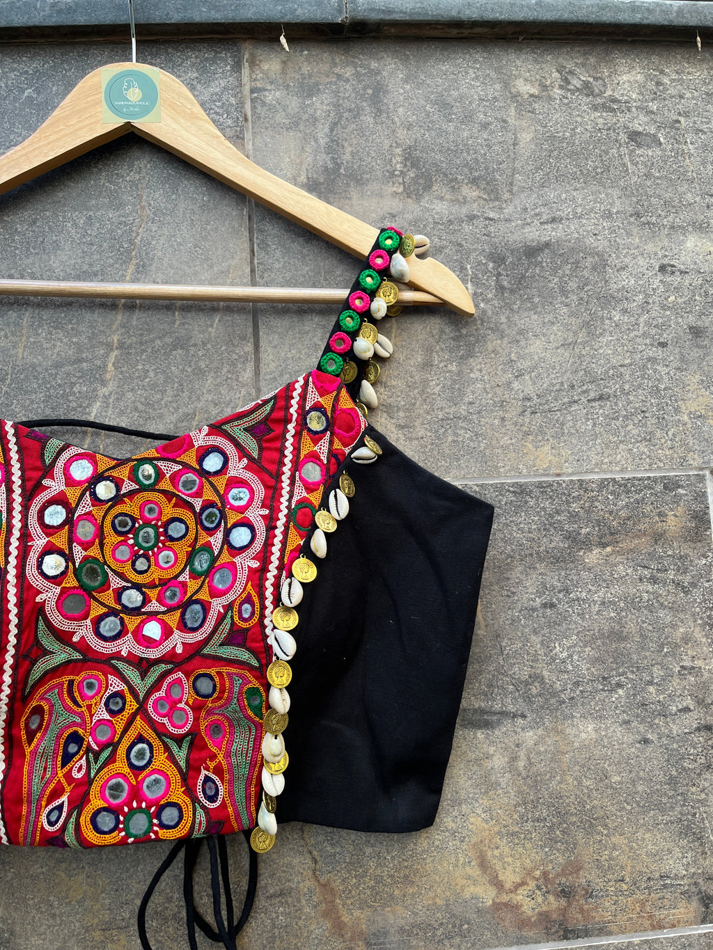 BLACK SPAGHETTI KUTCHI BLOUSE HANDMADEAHOLIC BY MISHKA