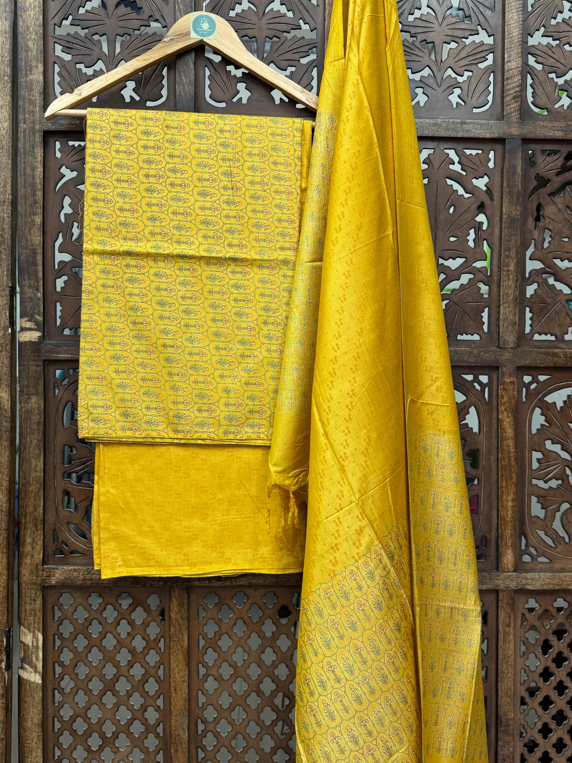 LIGHT YELLOW COTTON SILK SUIT HANDMADEAHOLIC BY MISHKA