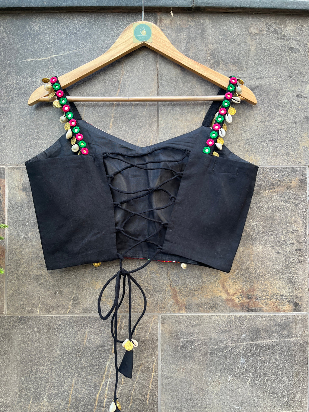 BLACK SPAGHETTI KUTCHI BLOUSE HANDMADEAHOLIC BY MISHKA