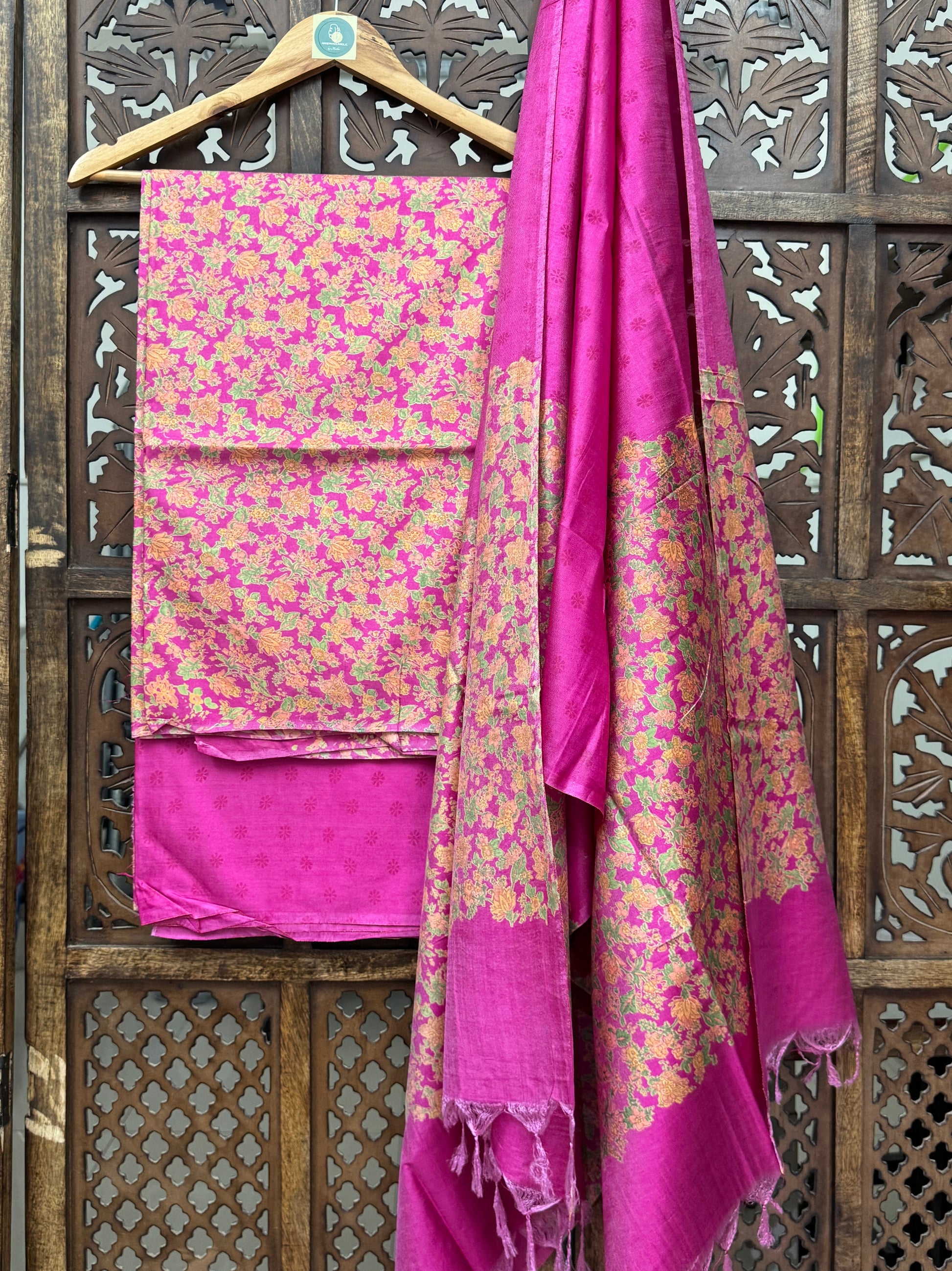 MEDIUM MAGENTA HEAVY COTTON SILK SUIT HANDMADEAHOLIC BY MISHKA