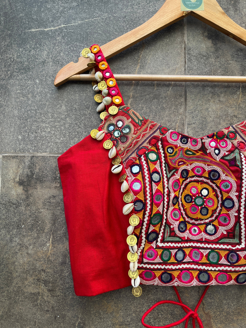 RED SPAGHETTI KUTCHI BLOUSE HANDMADEAHOLIC BY MISHKA