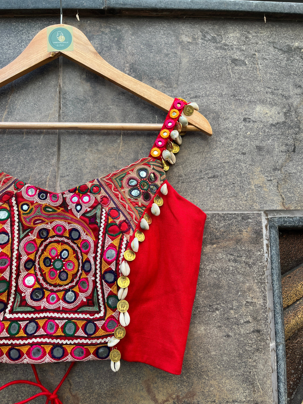 RED SPAGHETTI KUTCHI BLOUSE HANDMADEAHOLIC BY MISHKA
