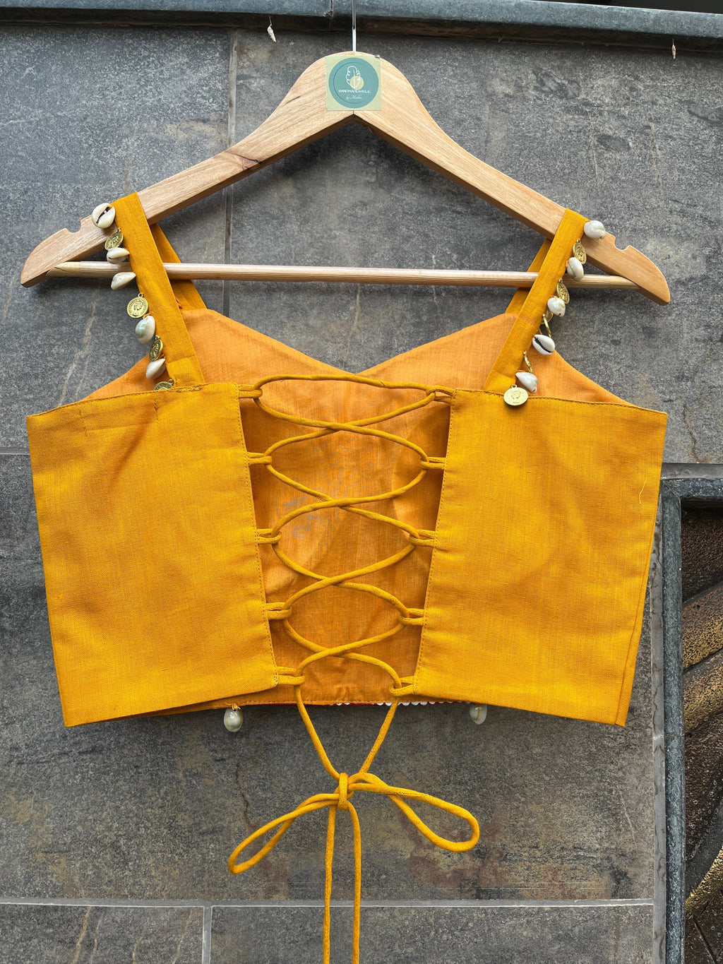 MUSTARD SPAGHETTI KUTCHI BLOUSE HANDMADEAHOLIC BY MISHKA