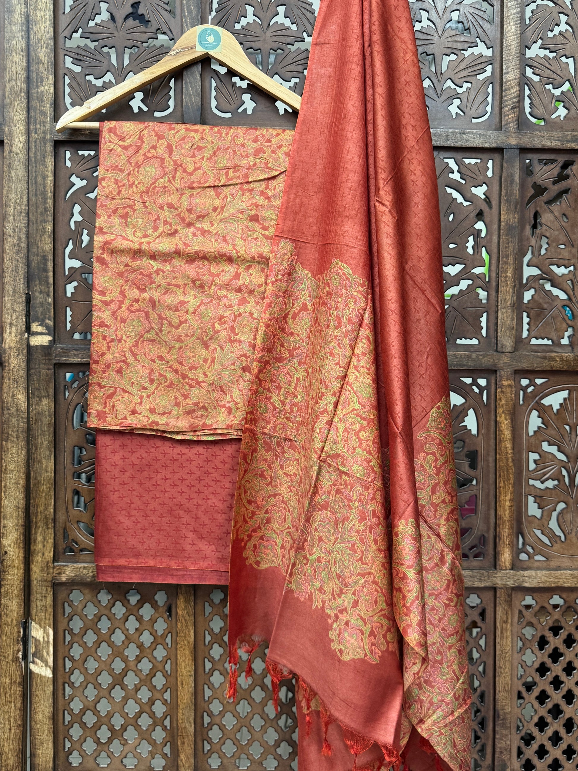 COPPER CLAY HEAVY COTTON SILK SUIT HANDMADEAHOLIC BY MISHKA