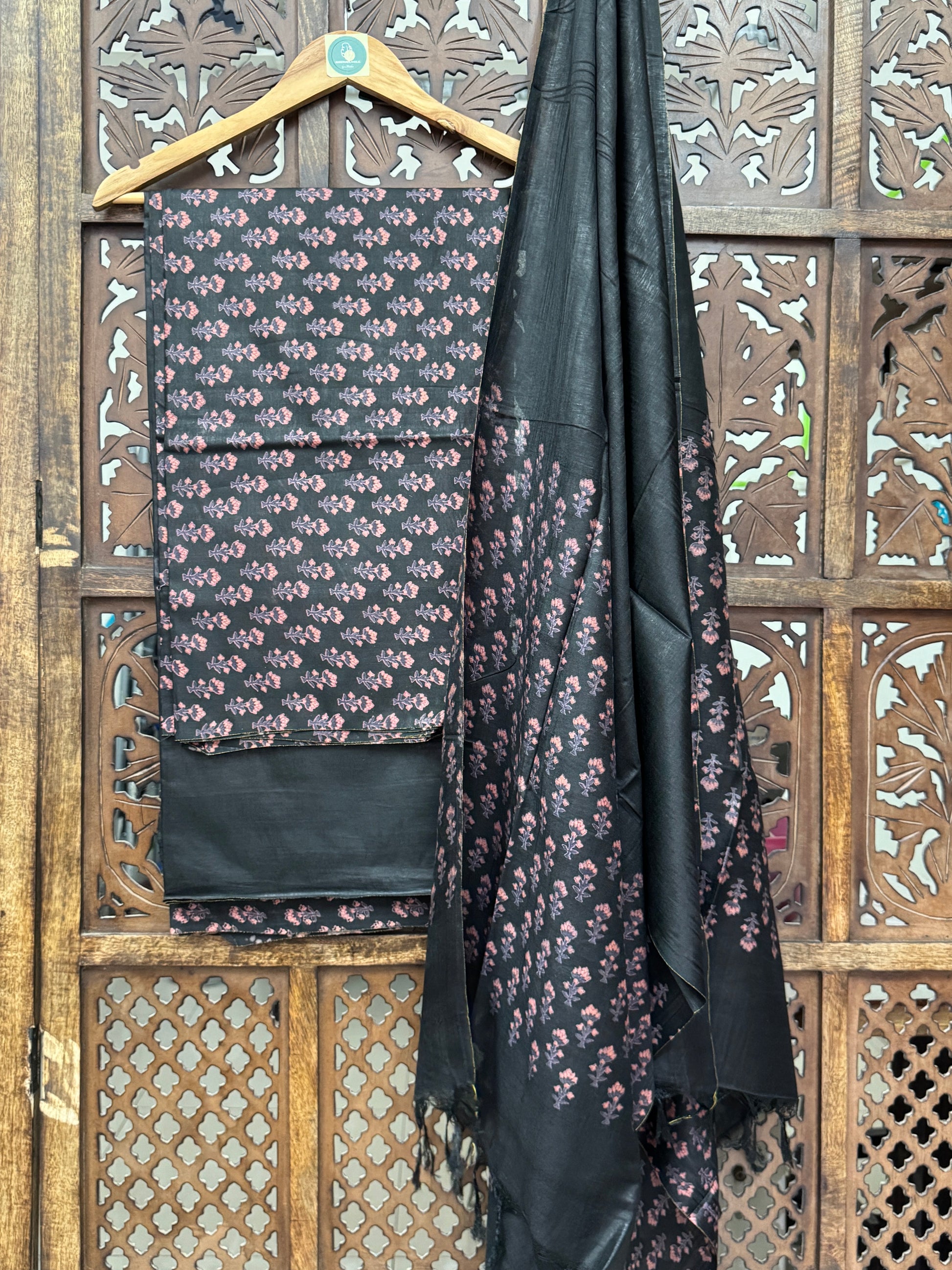 BLACK HEAVY COTTON SILK SUIT HANDMADEAHOLIC BY MISHKA