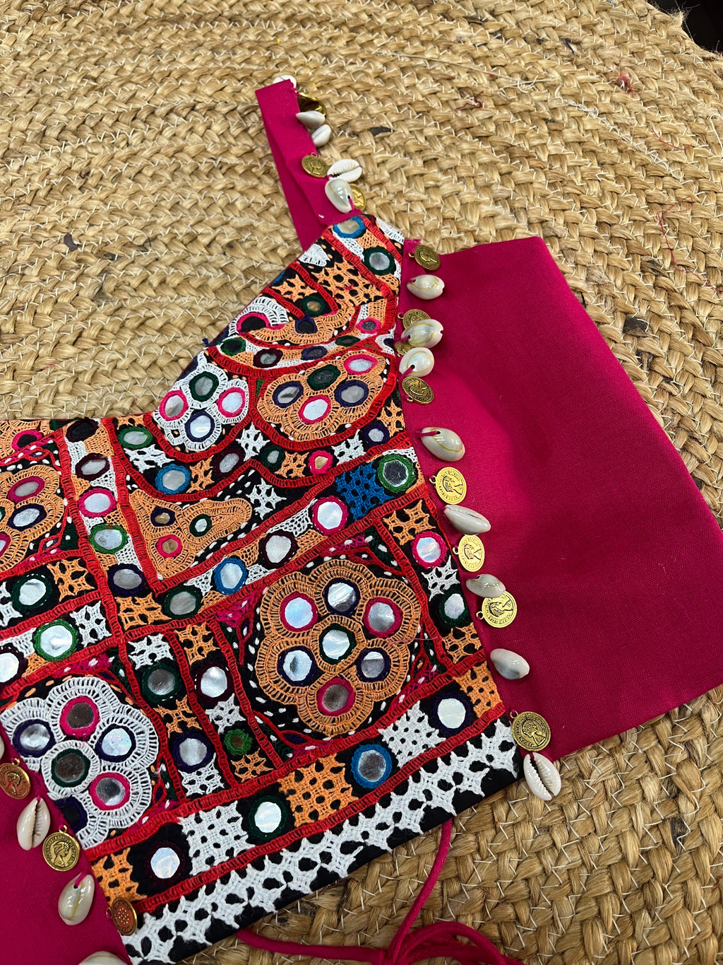 PINK SPAGHETTI KUTCHI BLOUSE HANDMADEAHOLIC BY MISHKA