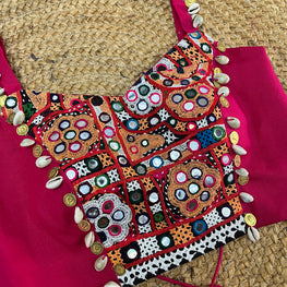 PINK SPAGHETTI KUTCHI BLOUSE HANDMADEAHOLIC BY MISHKA