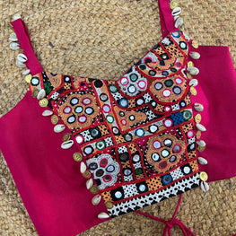 PINK SPAGHETTI KUTCHI BLOUSE HANDMADEAHOLIC BY MISHKA