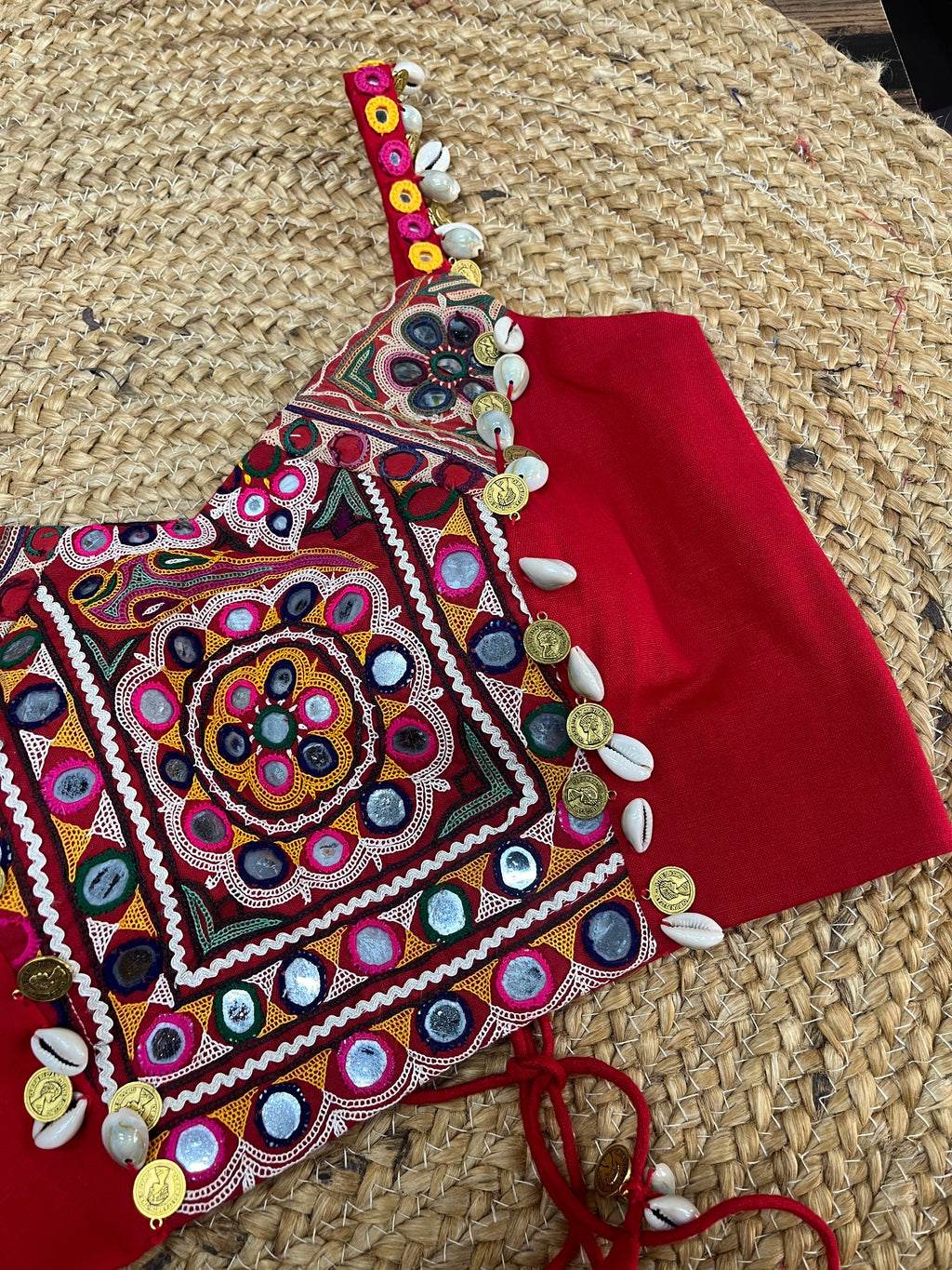 RED SPAGHETTI KUTCHI BLOUSE HANDMADEAHOLIC BY MISHKA