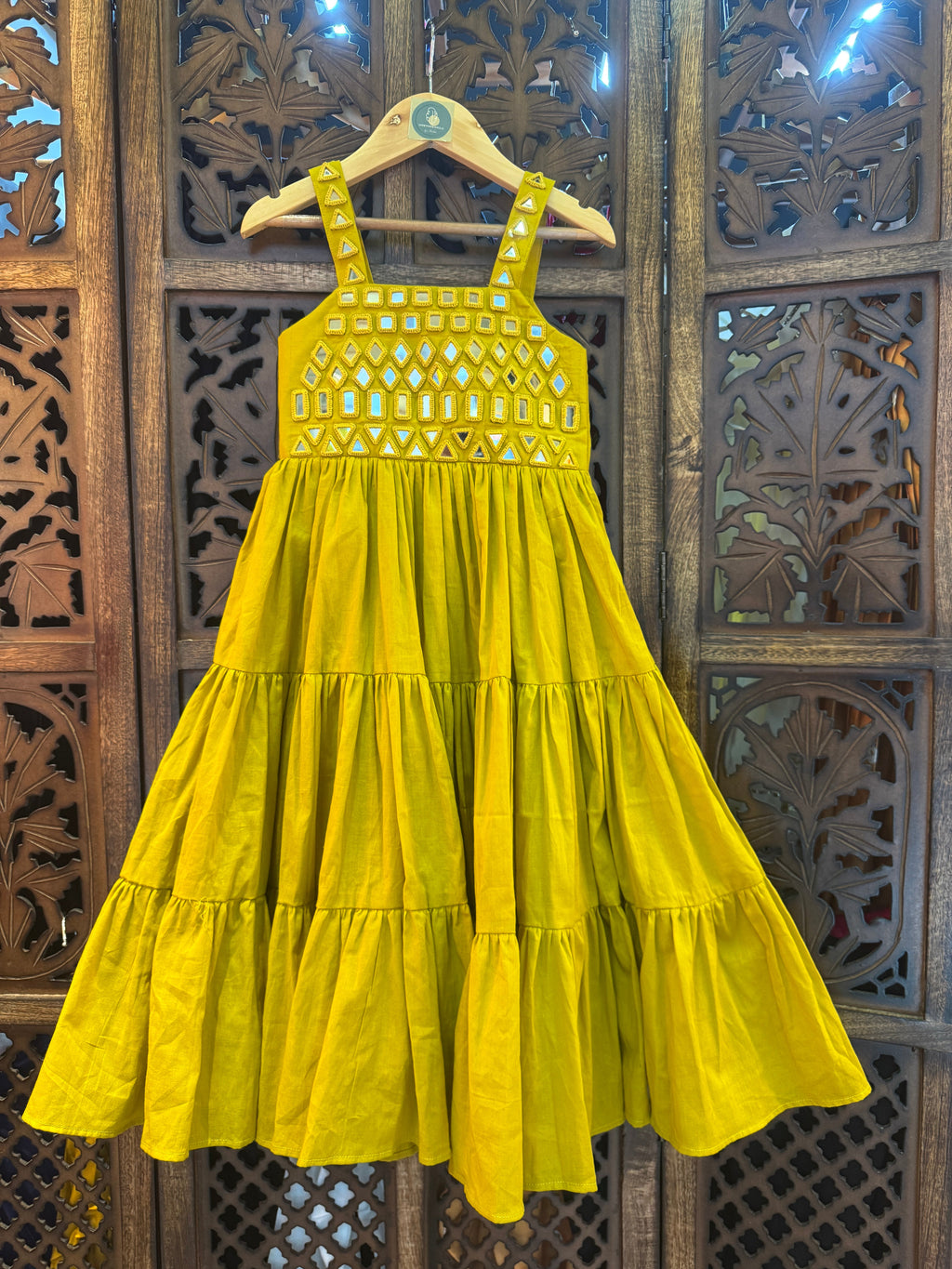 MIRROR MULMUL GOWN KIDS RAAS'25 HANDMADEAHOLIC BY MISHKA