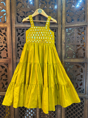 MIRROR MULMUL GOWN KIDS RAAS'25 HANDMADEAHOLIC BY MISHKA