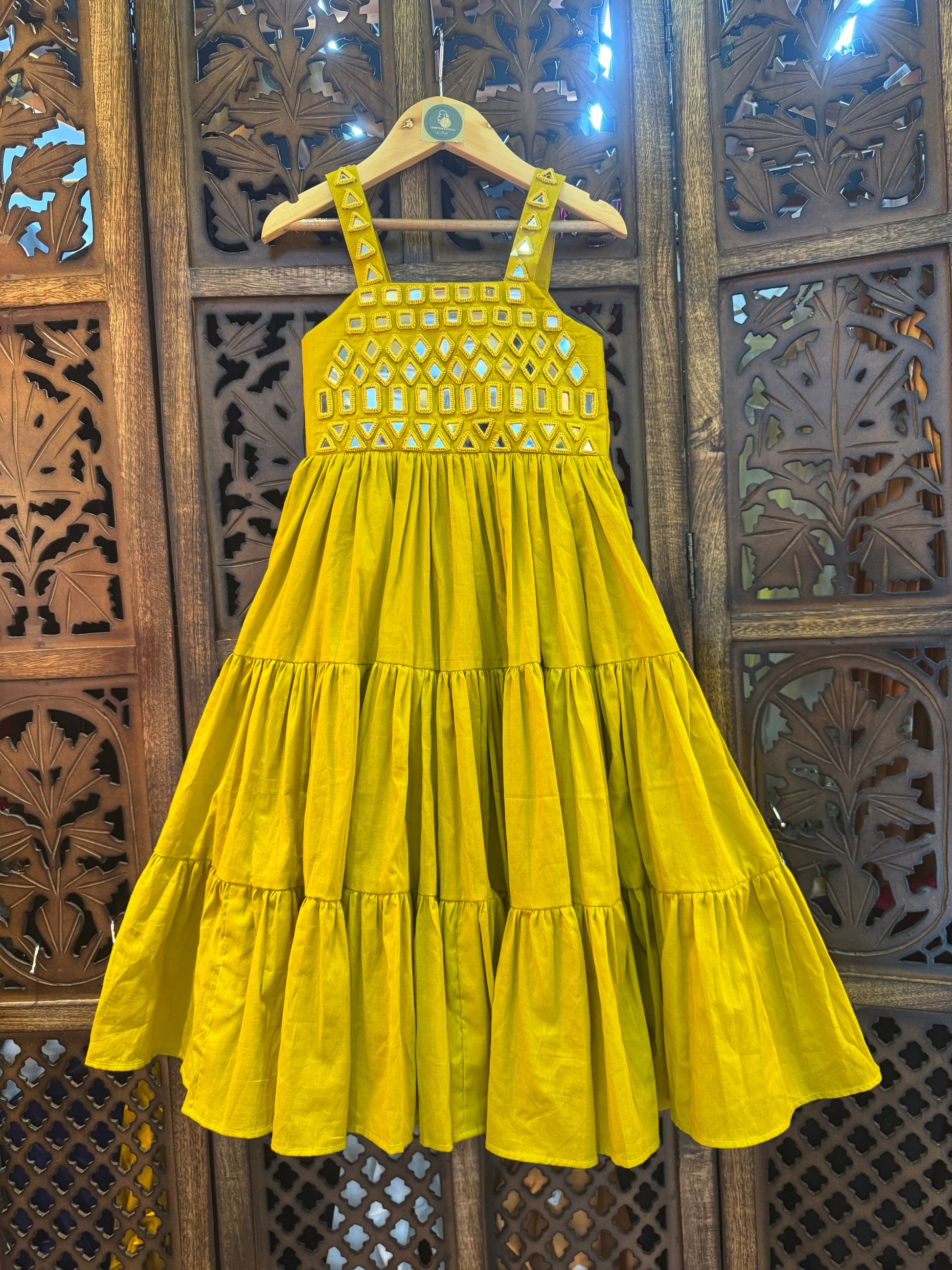 MIRROR MULMUL GOWN KIDS RAAS'25 HANDMADEAHOLIC BY MISHKA