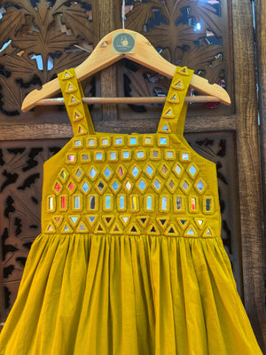 MIRROR MULMUL GOWN KIDS RAAS'25 HANDMADEAHOLIC BY MISHKA