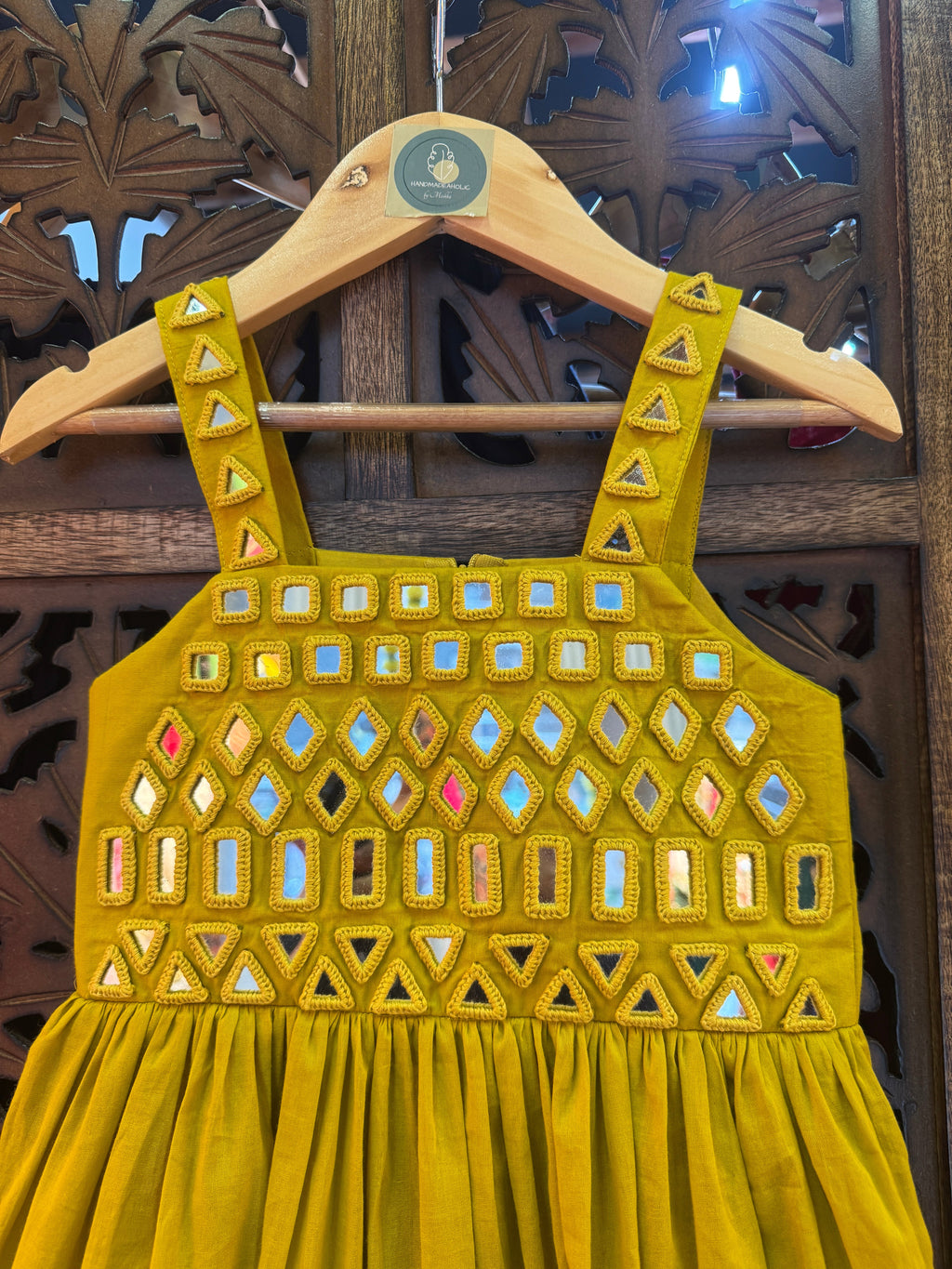 MIRROR MULMUL GOWN KIDS RAAS'25 HANDMADEAHOLIC BY MISHKA