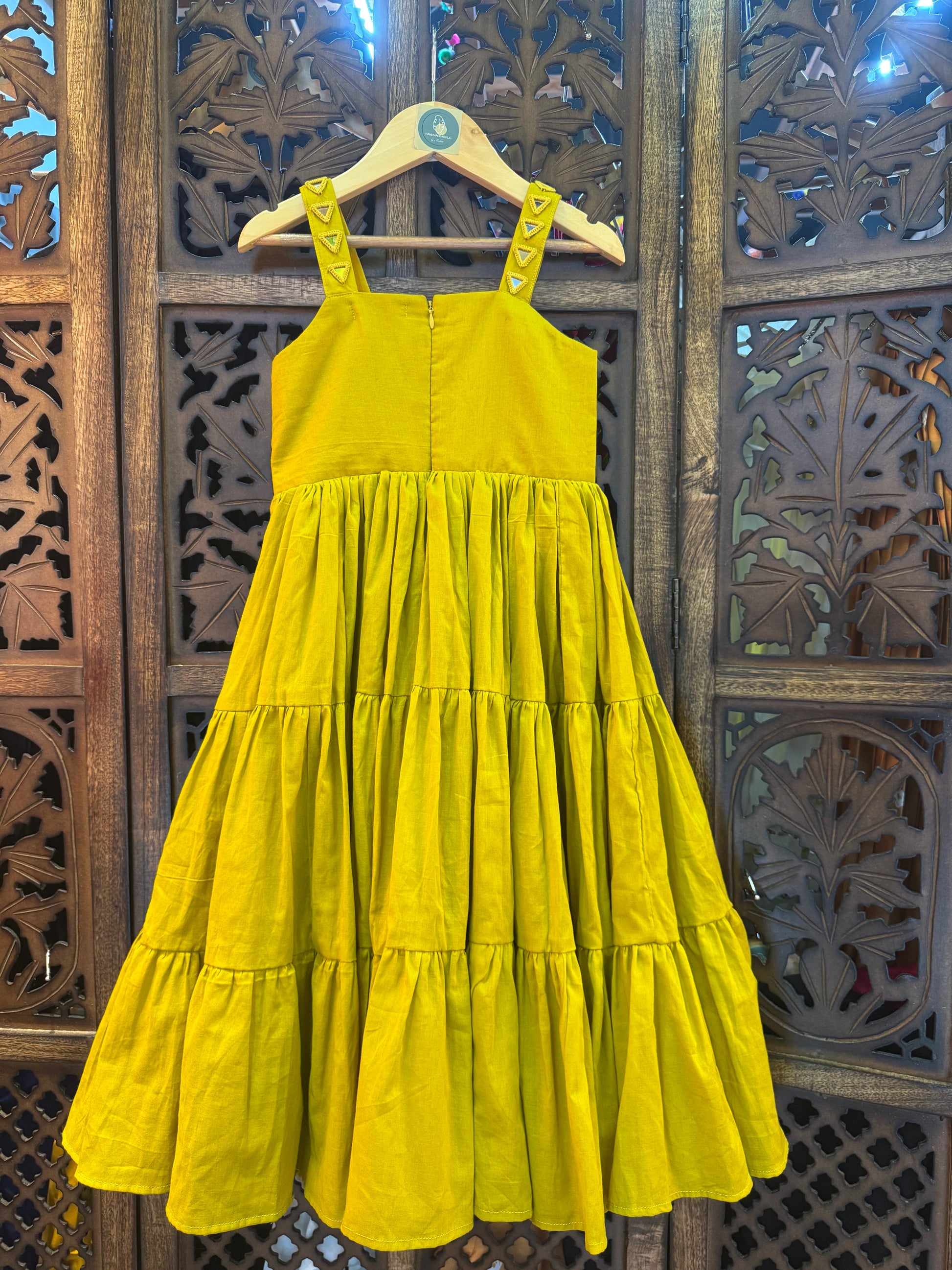 MIRROR MULMUL GOWN KIDS RAAS'25 HANDMADEAHOLIC BY MISHKA