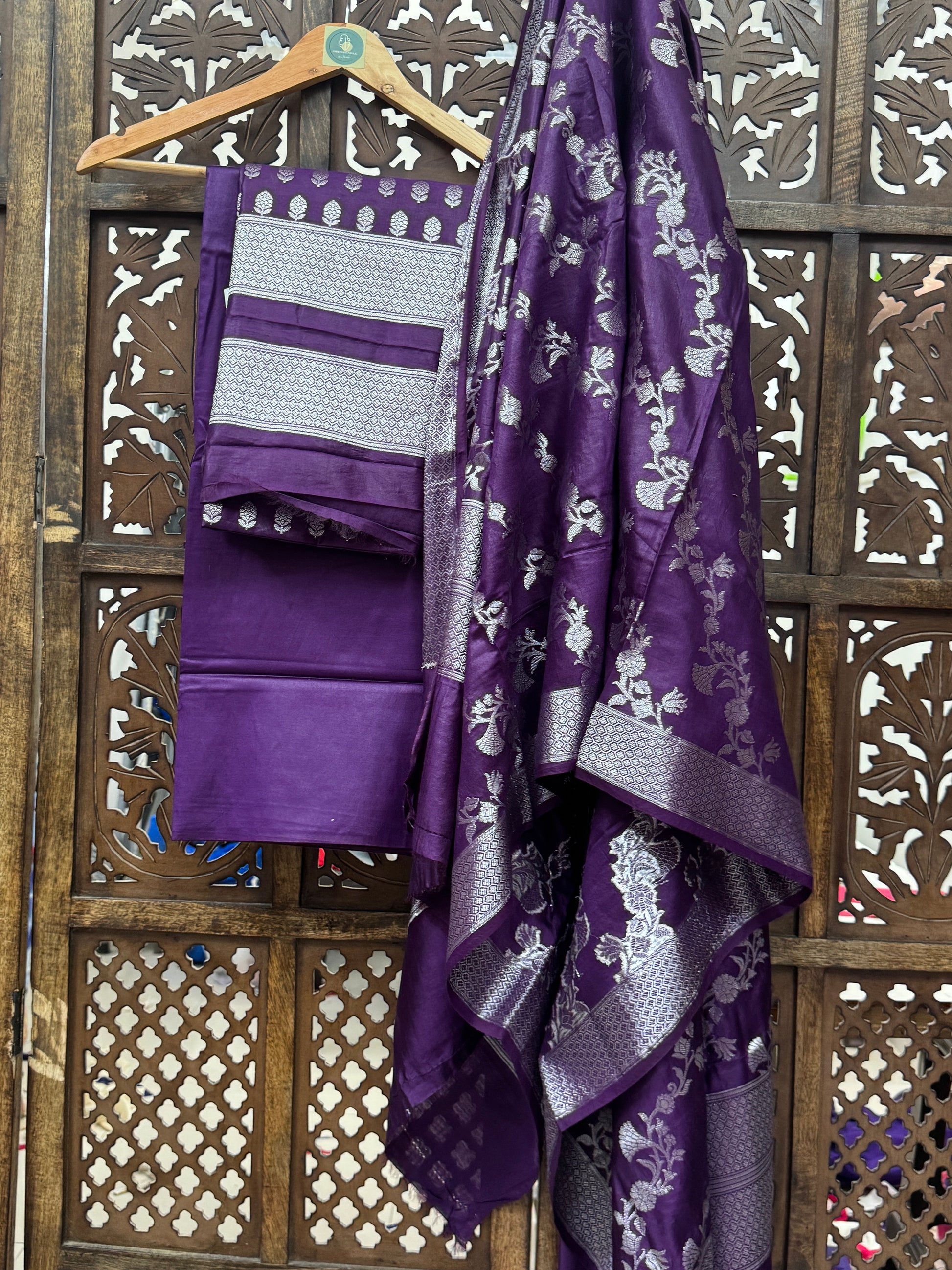 DARK PURPLE MUNGA CHINIYA COTTON  SUIT HANDMADEAHOLIC BY MISHKA