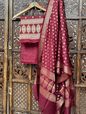 MAROON KATAN ZARL SUIT HANDMADEAHOLIC BY MISHKA