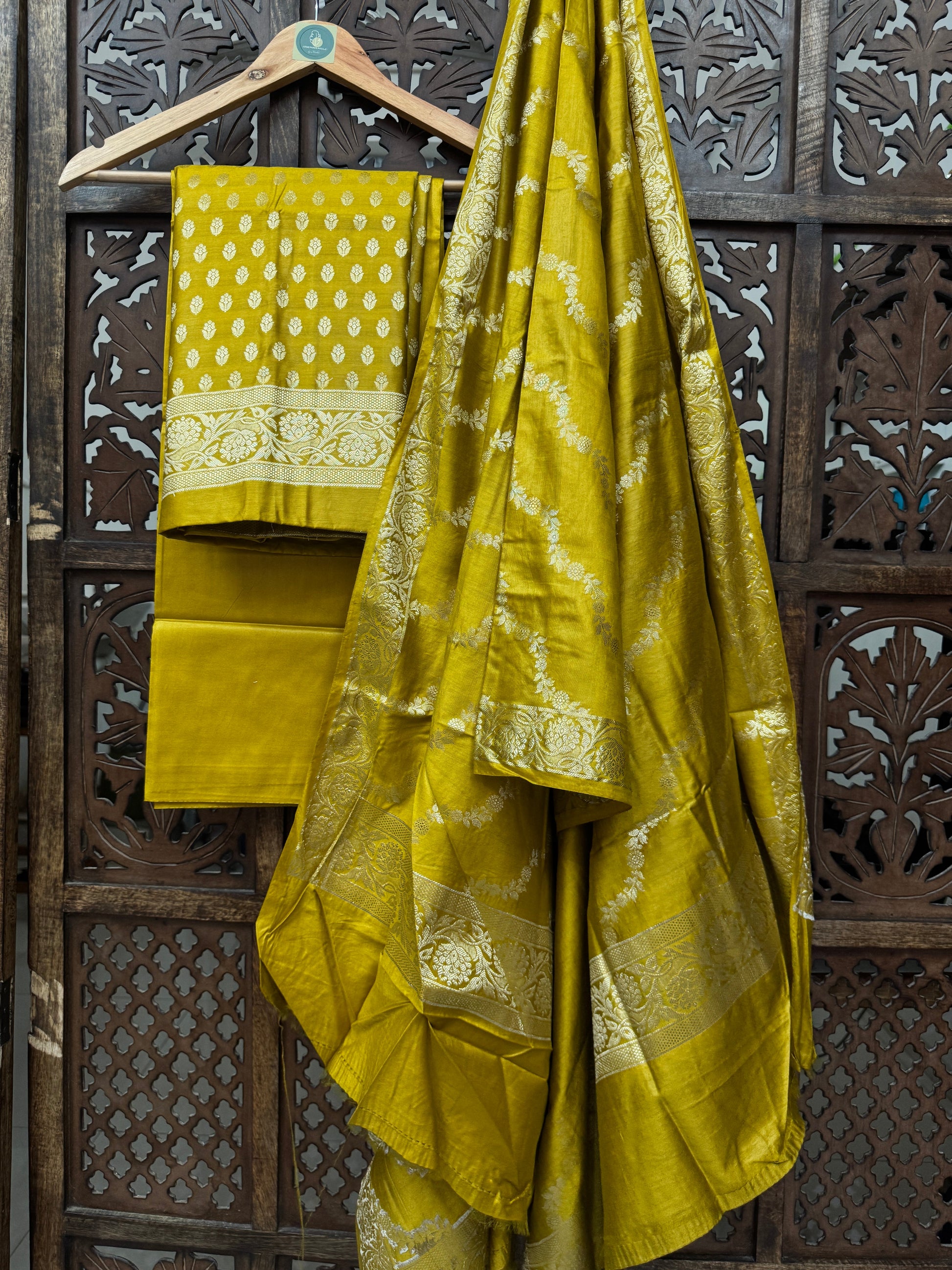 MUSTARD MUNGA CHINIYA COTTON  SUIT HANDMADEAHOLIC BY MISHKA