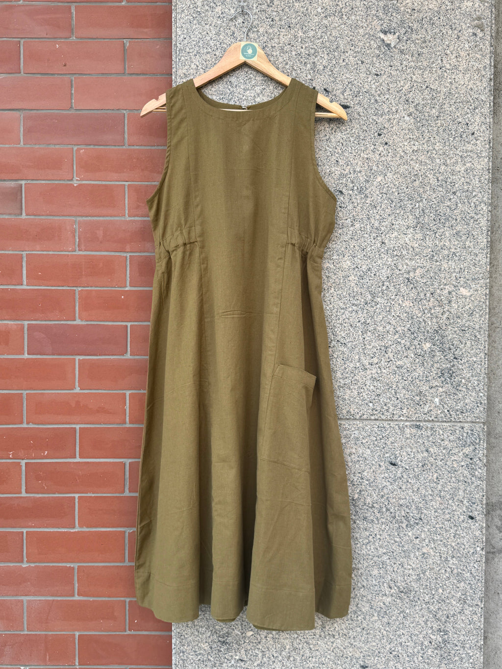 OLIVE LINEN DRESS HANDMADEAHOLIC BY MISHKA